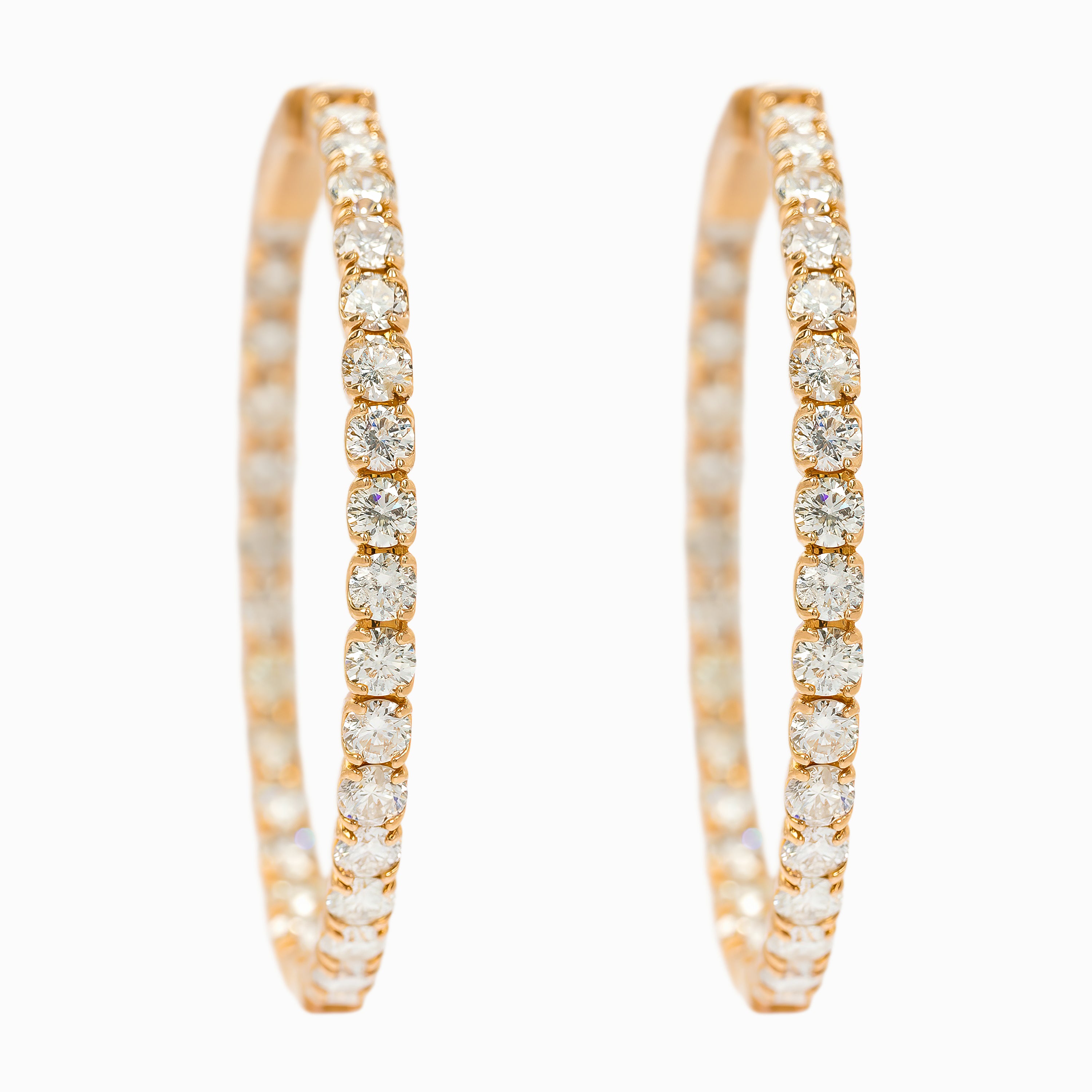 Rose Gold Hoop Earrings with Diamond Only Stones