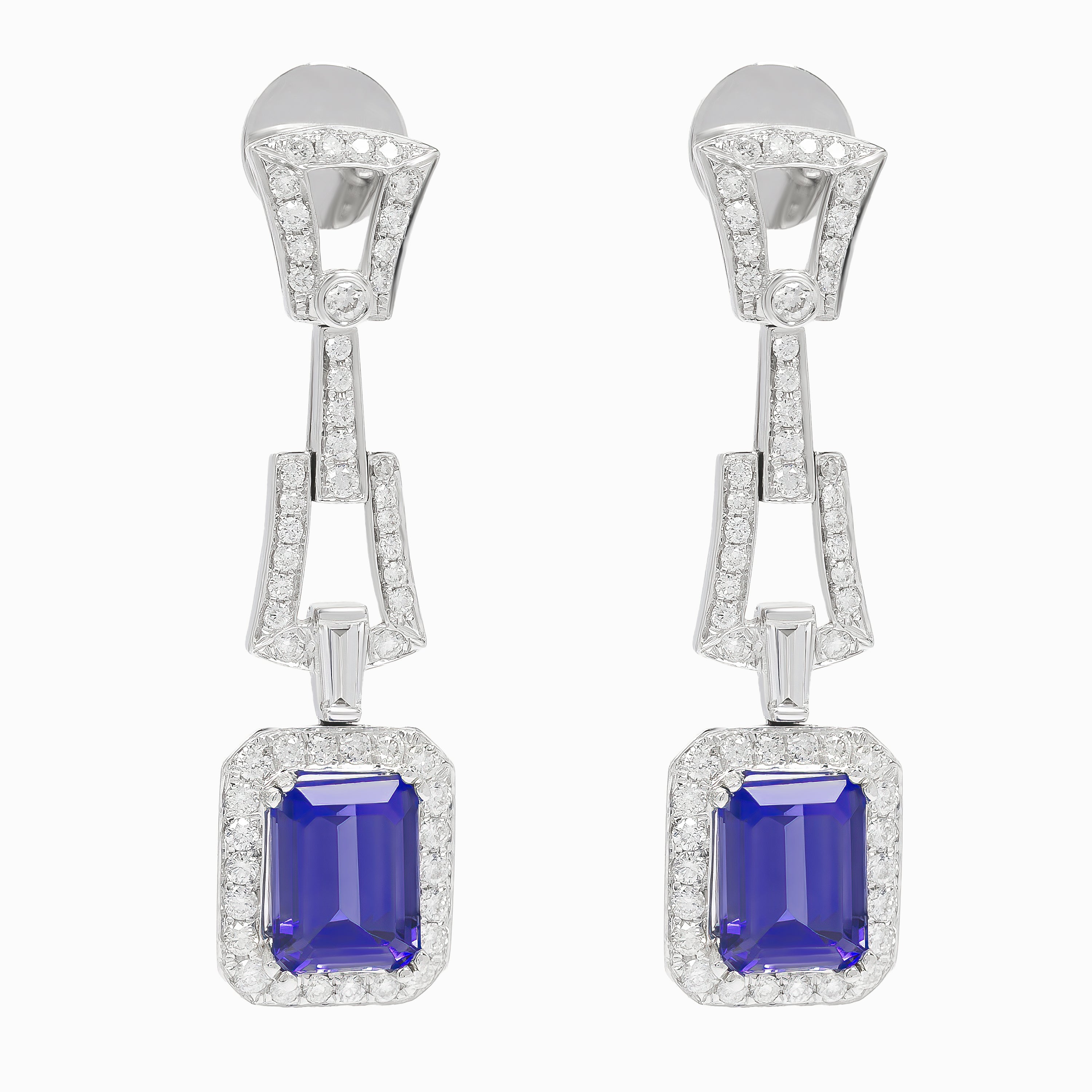 White Gold Drop Earrings with Tanzanite Stones