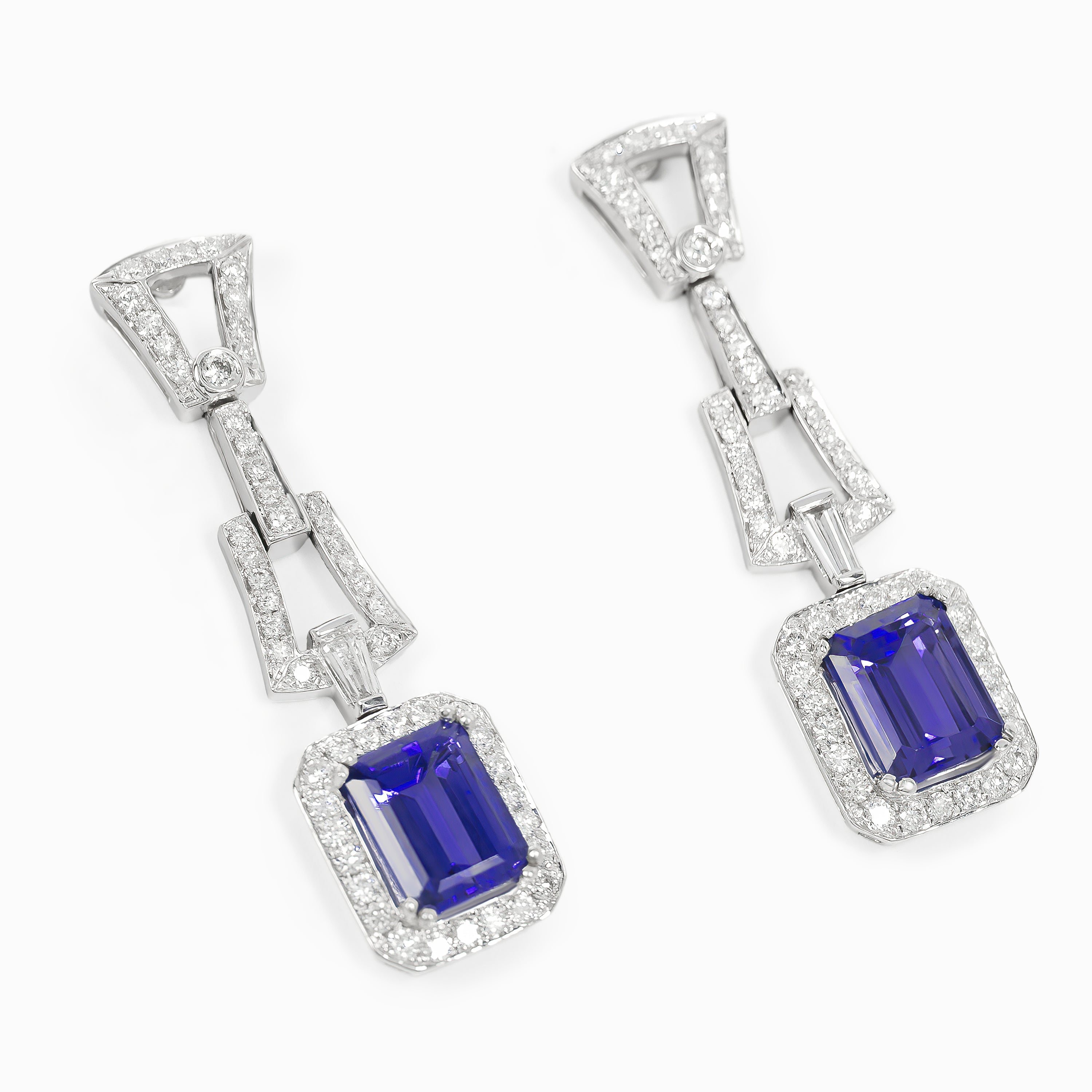 White Gold Drop Earrings with Tanzanite Stones