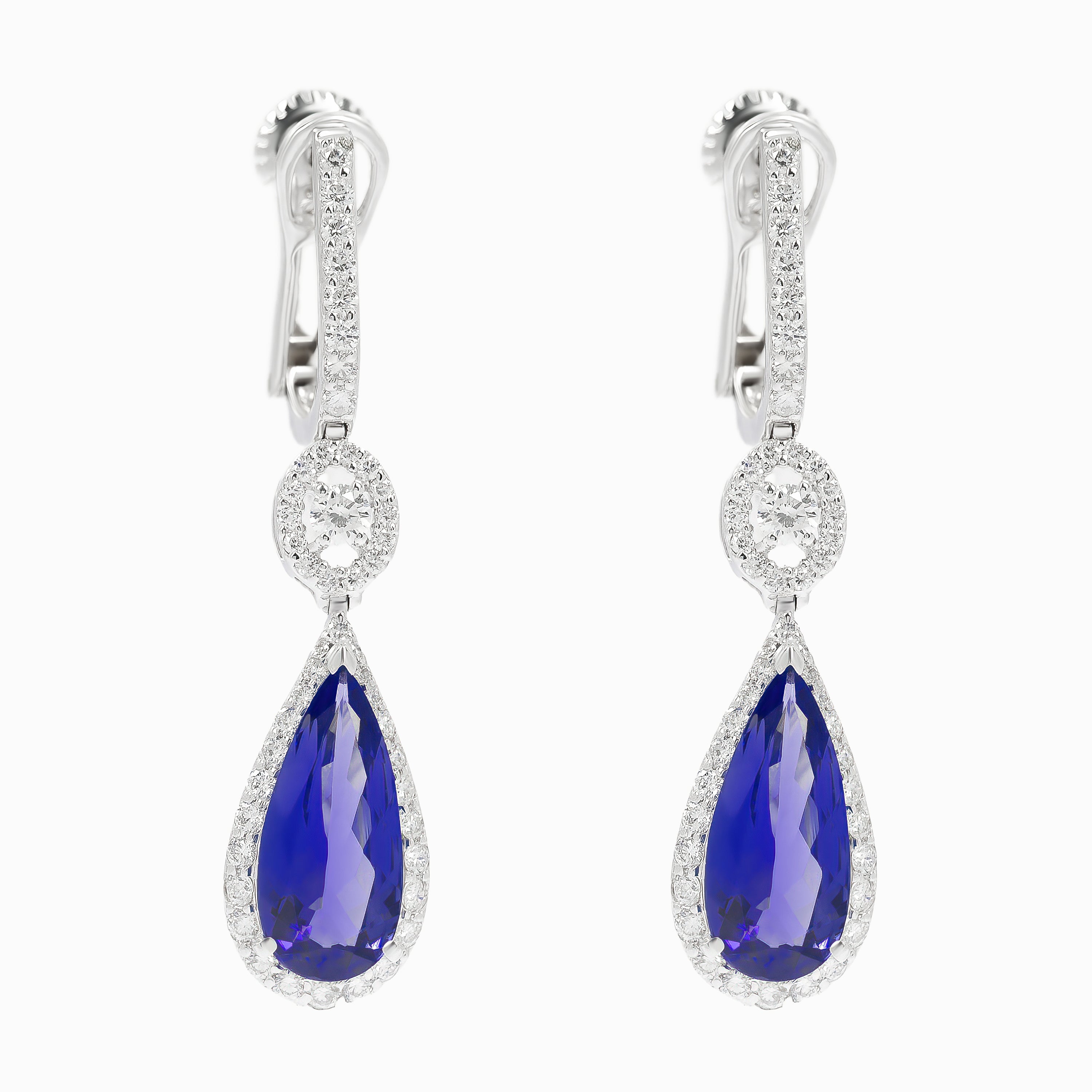 White Gold Drop Earrings with Diamond, Tanzanite Stones