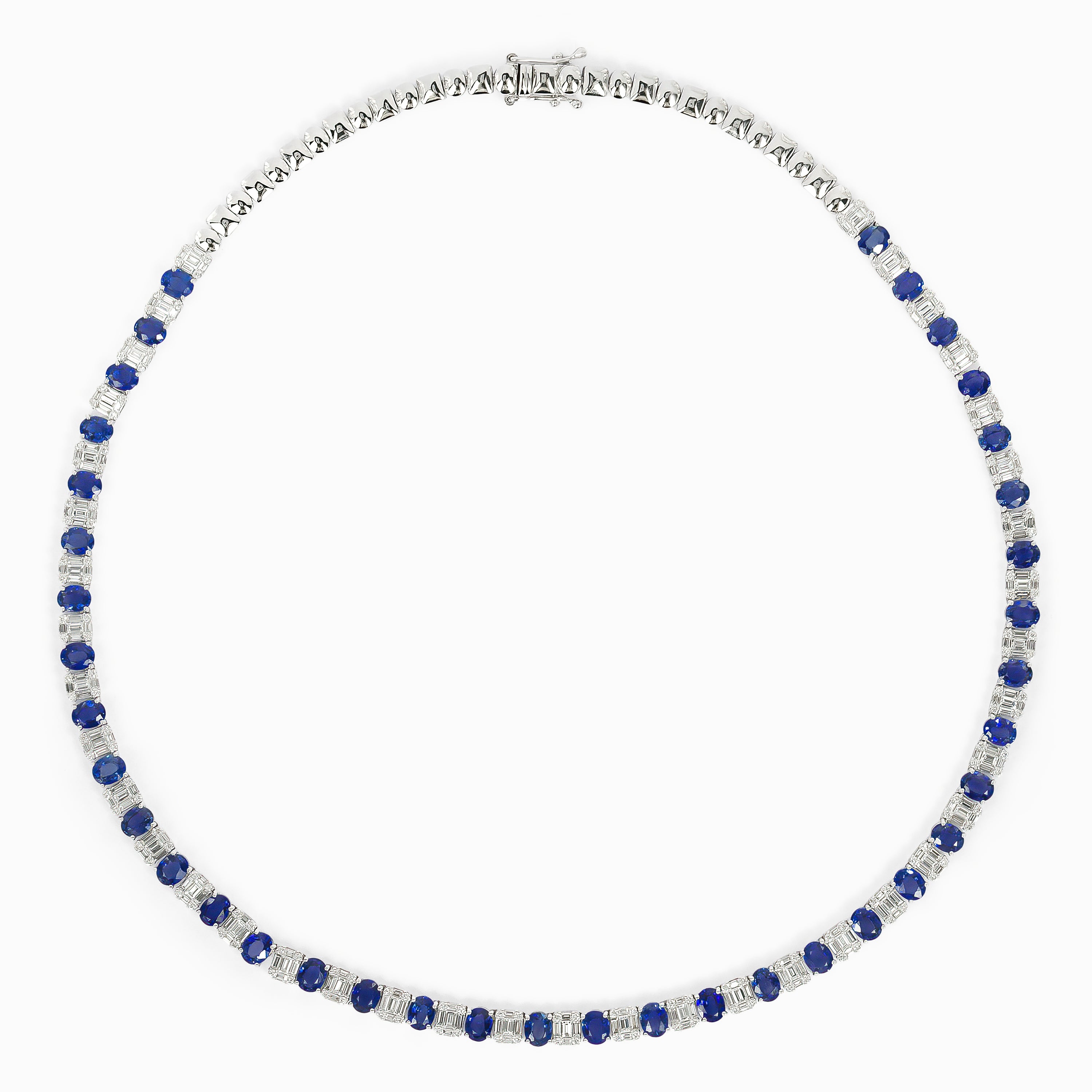 Blue Sapphire Necklace with Diamonds