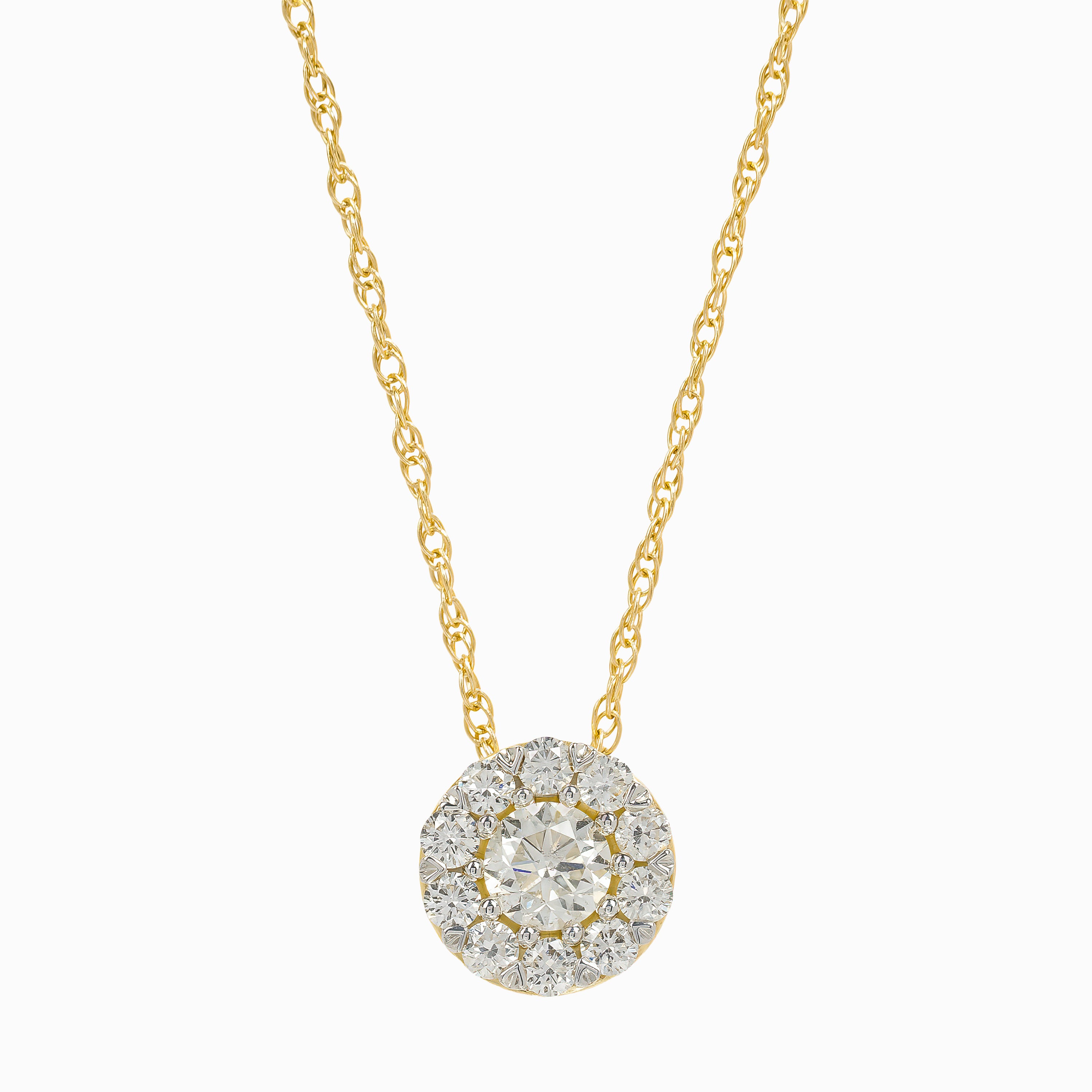 Yellow Gold Pendant Necklace with Diamond Only Stones