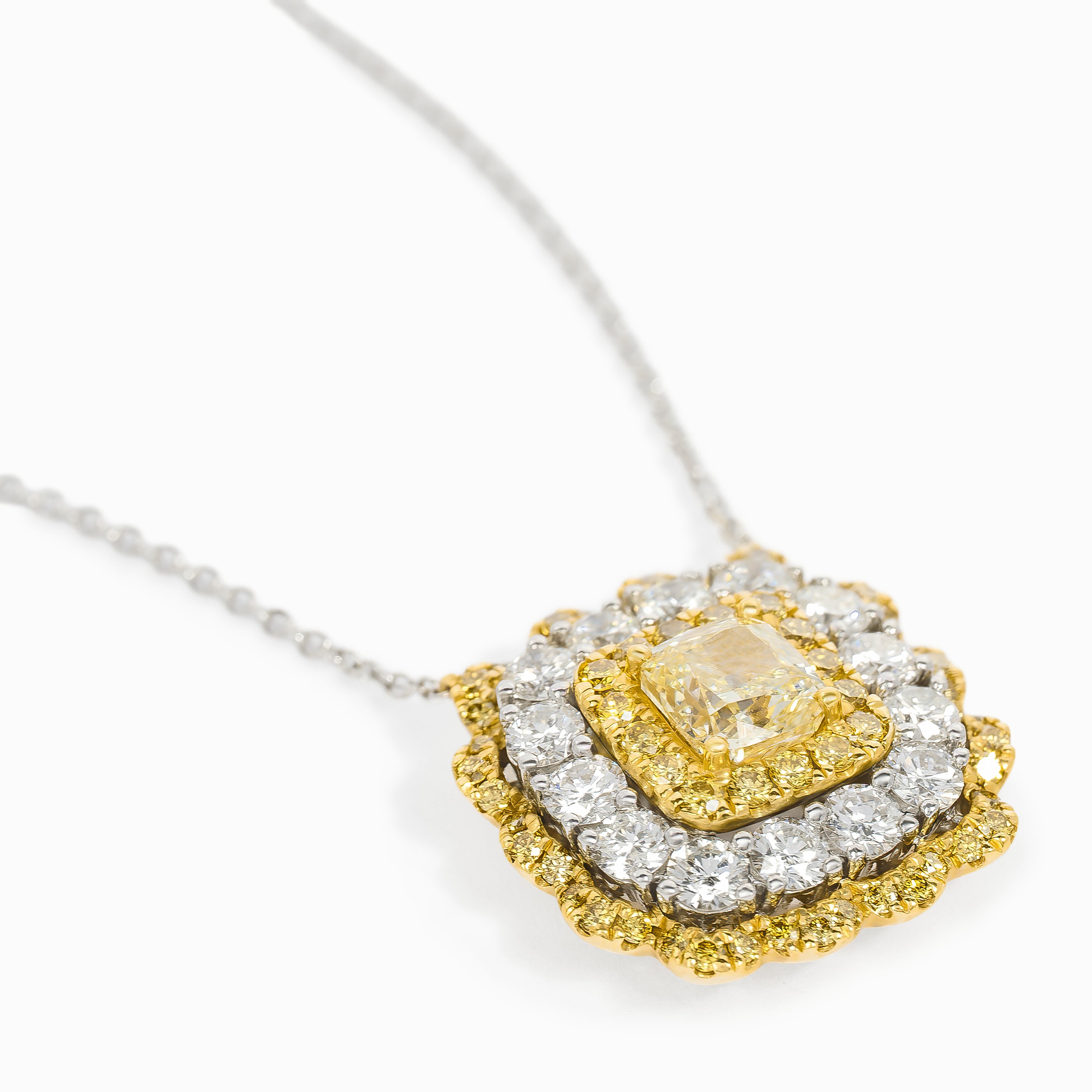Yellow Gold White Gold Pendant Necklace with Diamond Only Stones