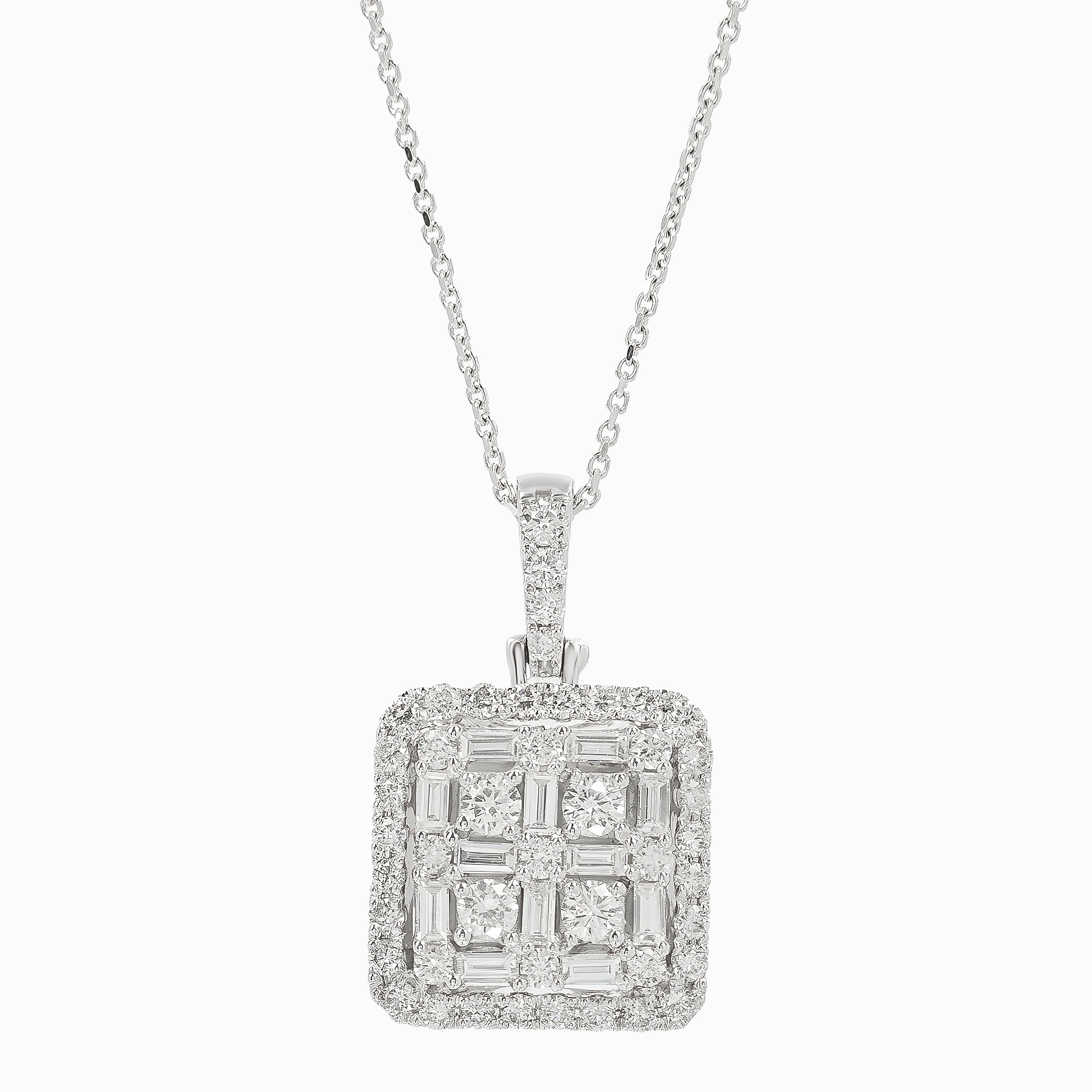 White Gold Pendant Necklace with Diamond Only Stones