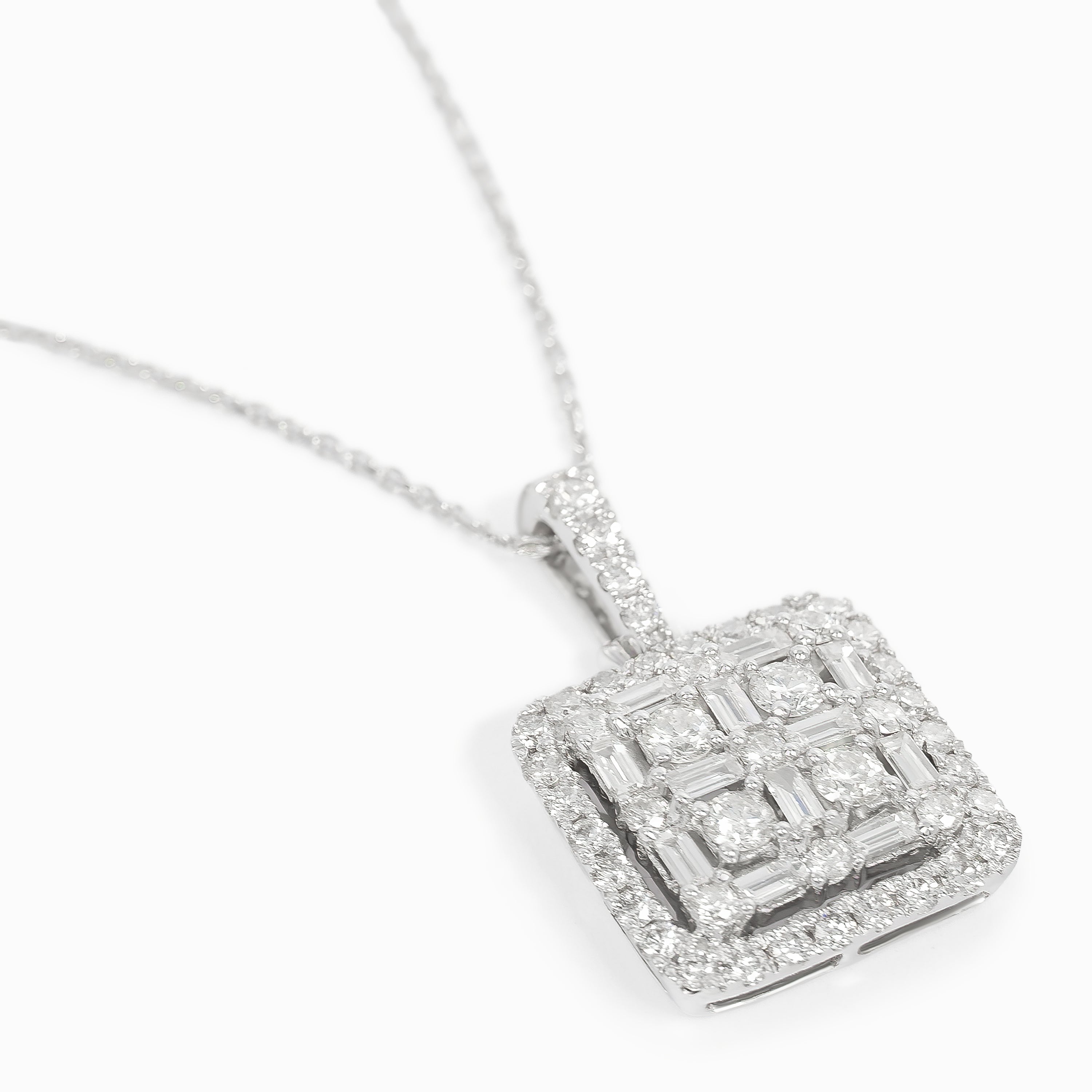 White Gold Pendant Necklace with Diamond Only Stones