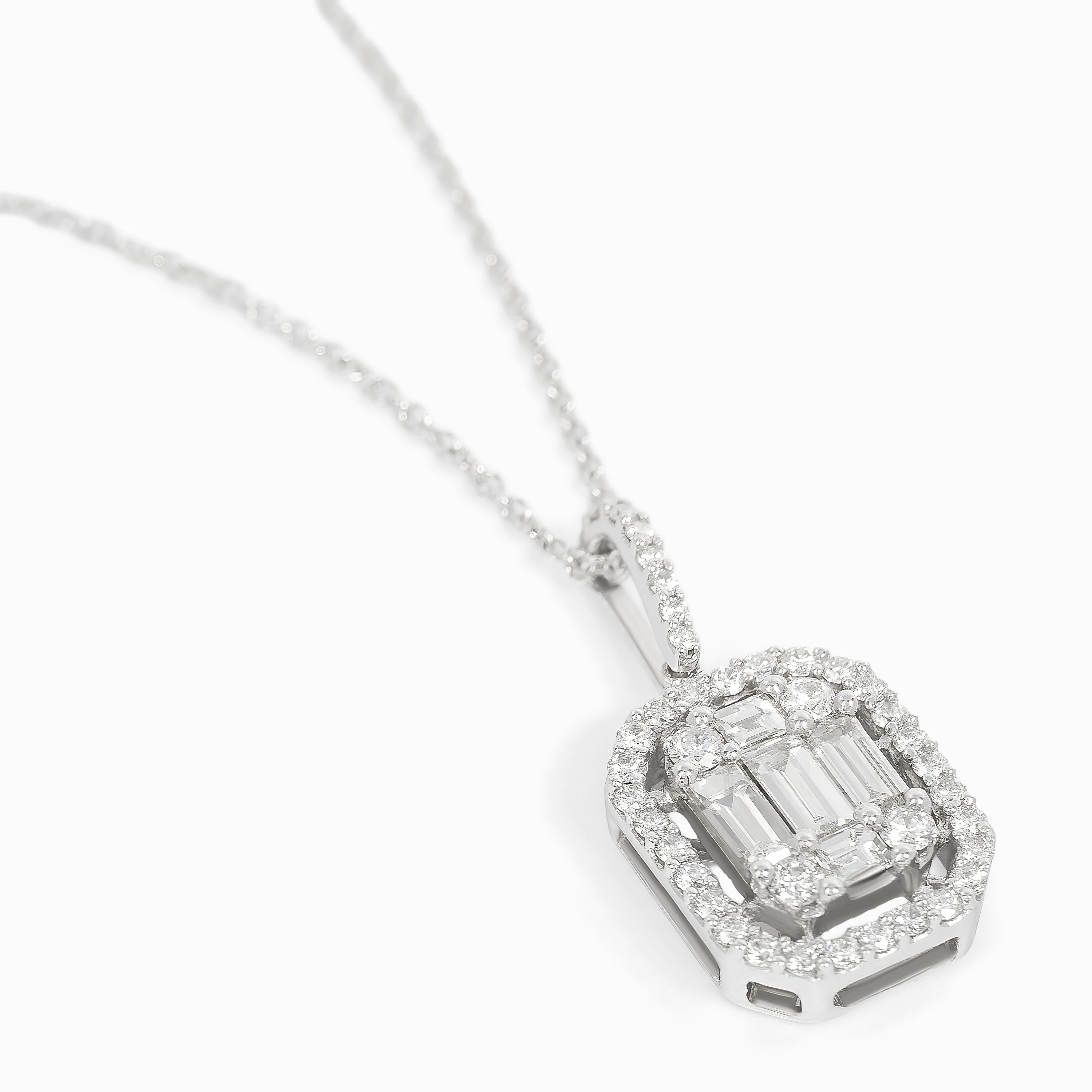 White Gold Pendant Necklace with Diamond Only Stones