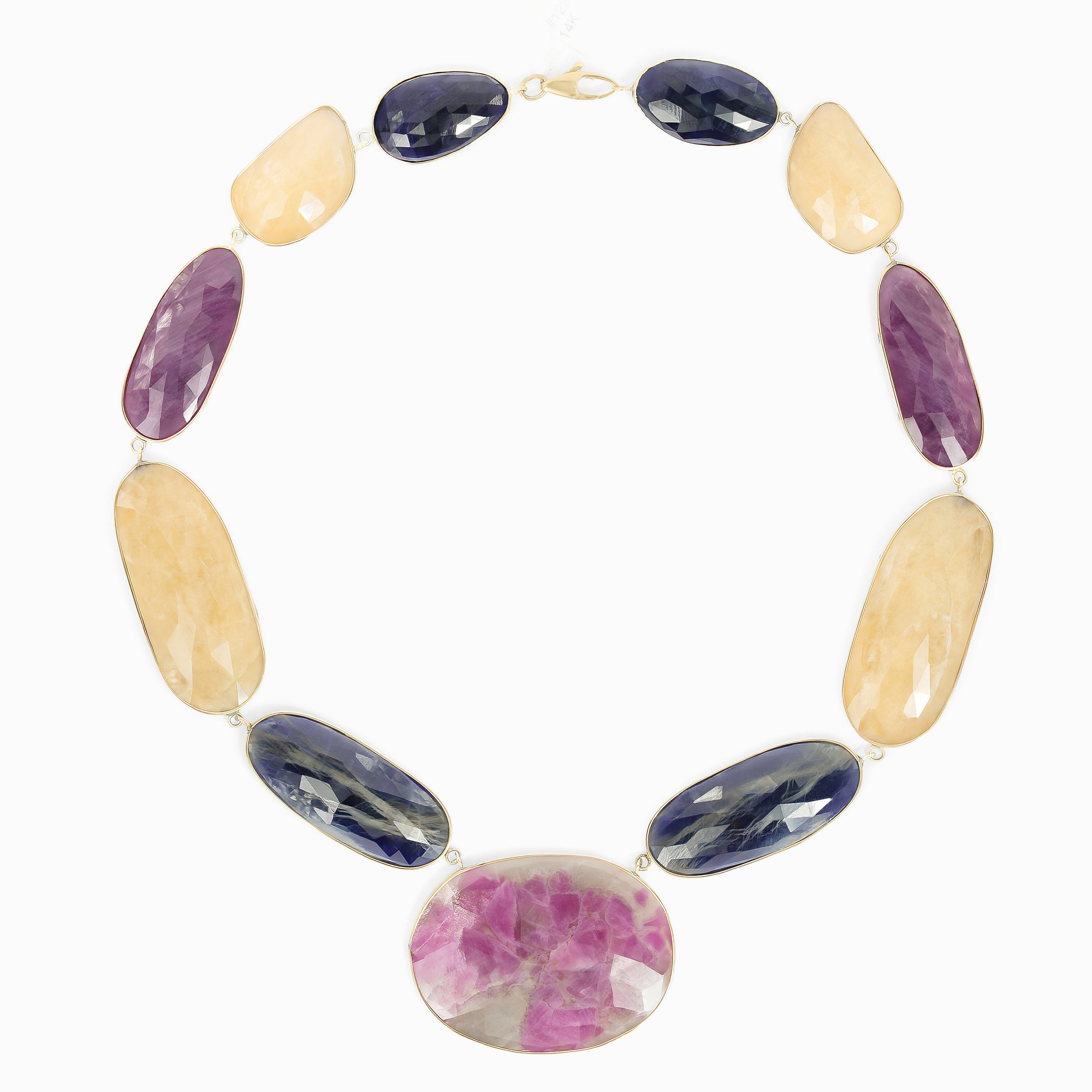 Yellow Gold Gemstone Necklace with Sapphire Stones