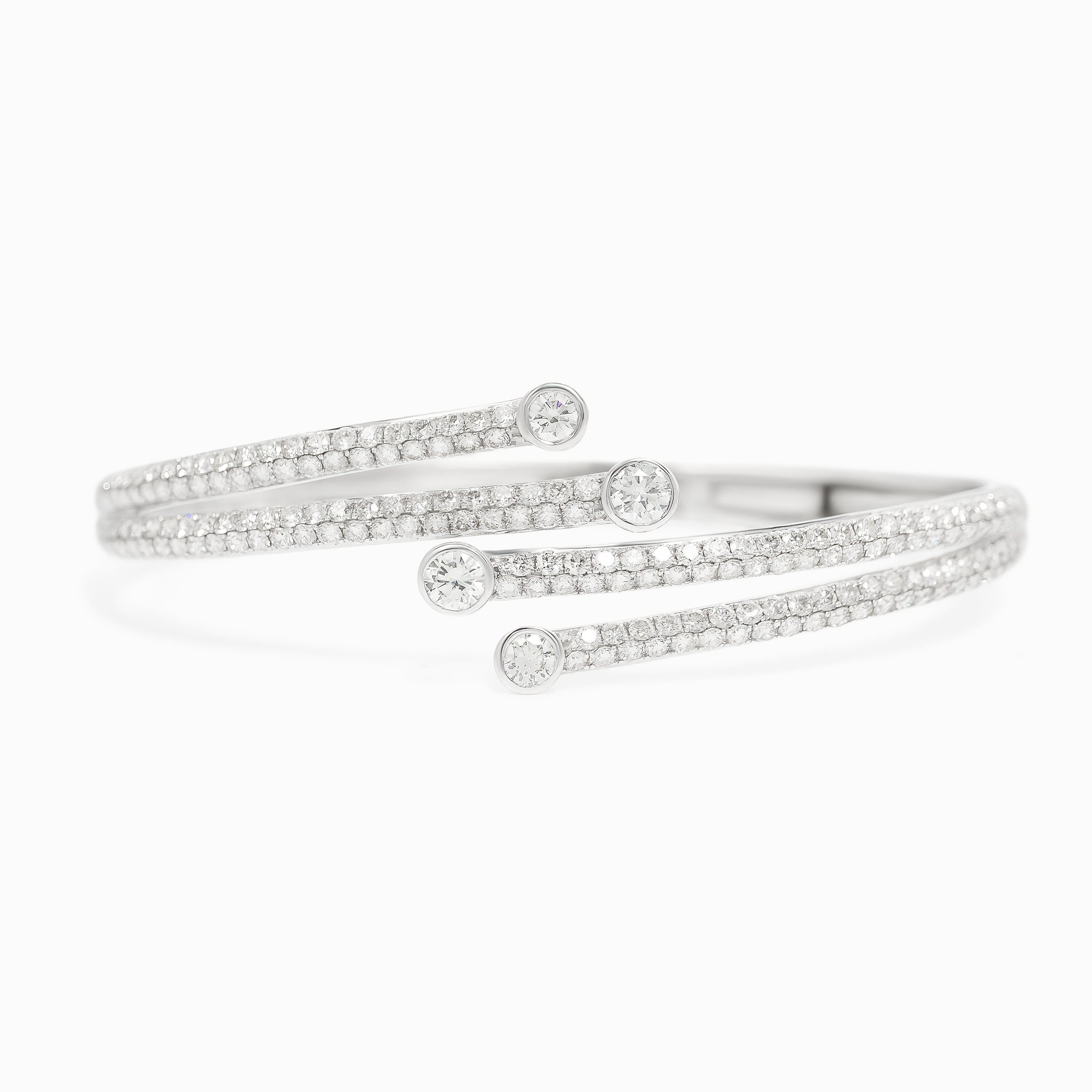 White Gold Bangle Bracelet with Diamond Only Stones