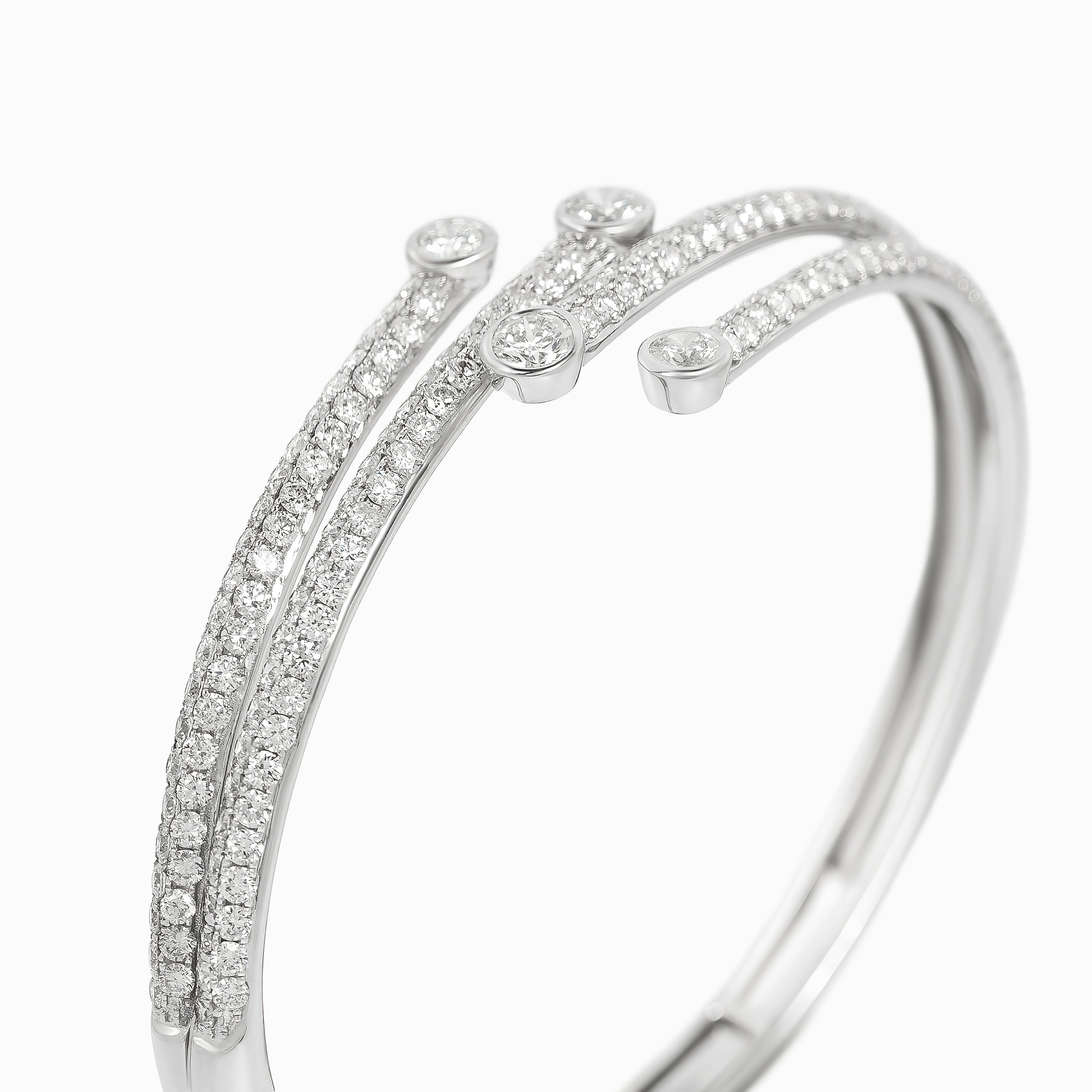 White Gold Bangle Bracelet with Diamond Only Stones