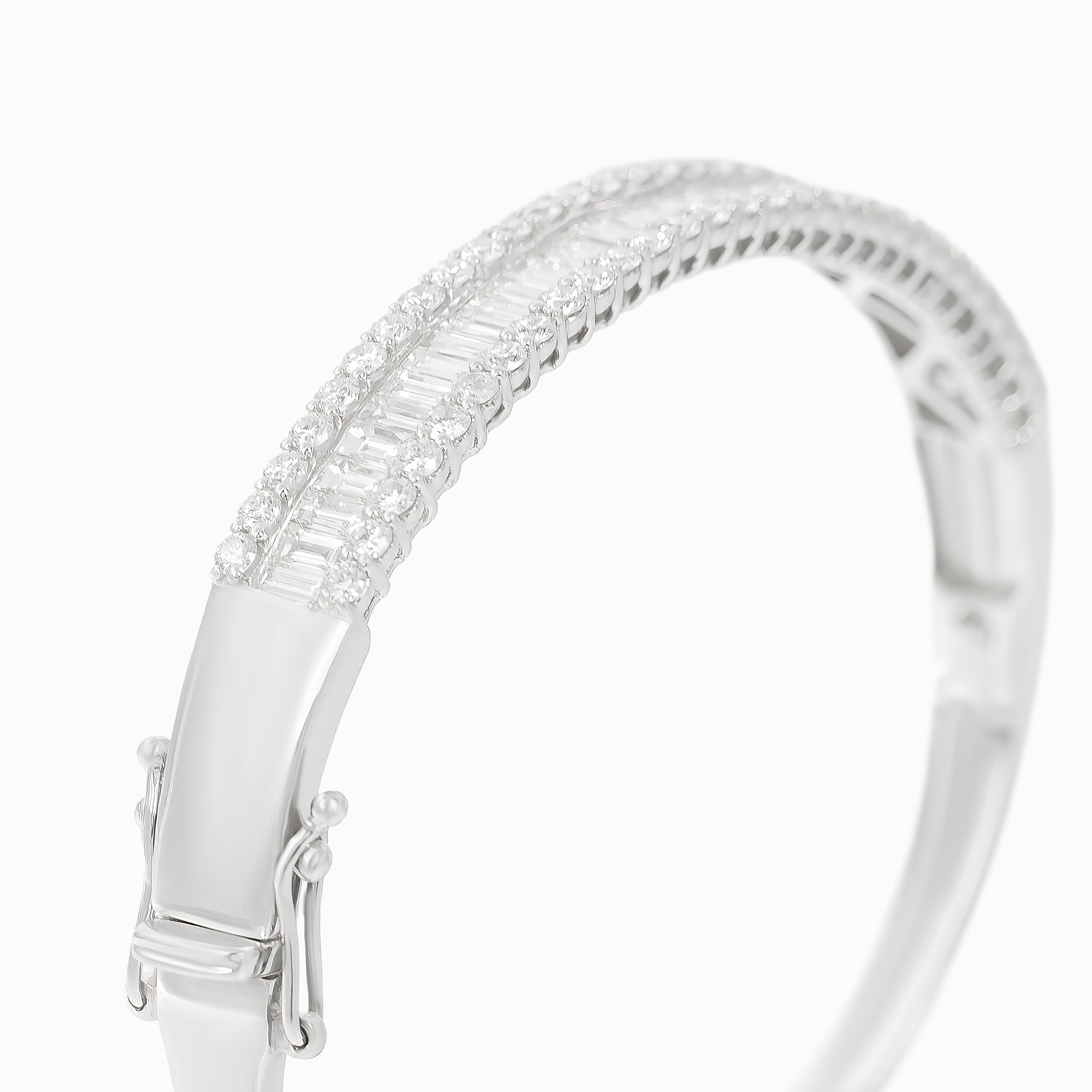 White Gold Bangle Bracelet with Diamond Only Stones