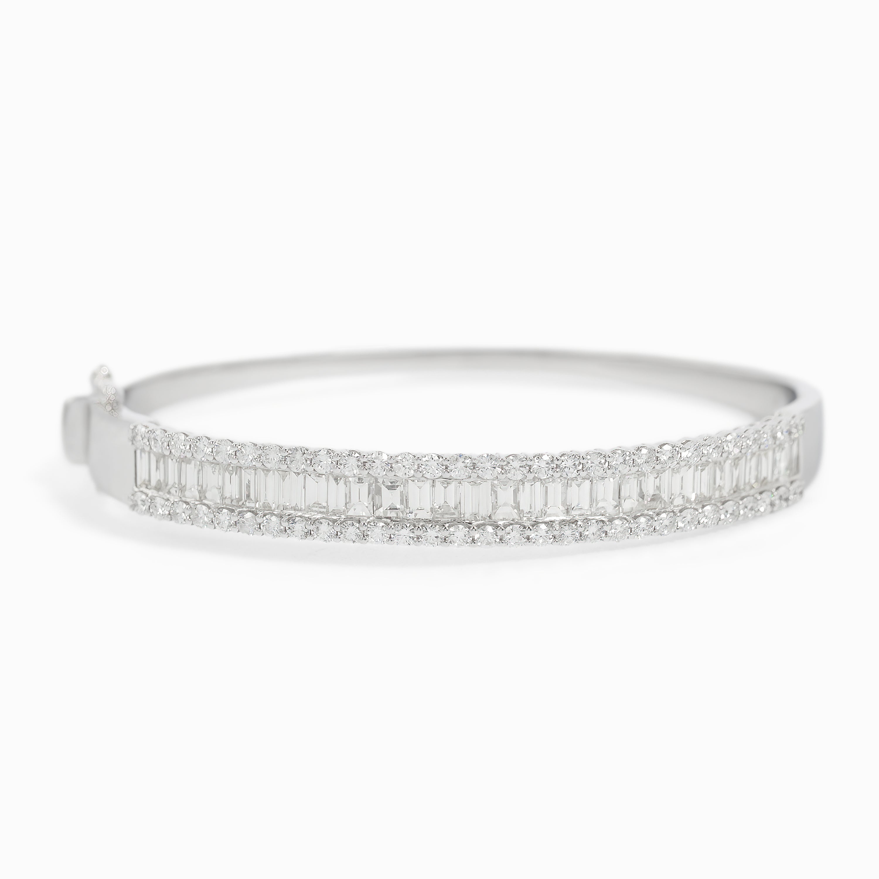 White Gold Bangle Bracelet with Diamond Only Stones