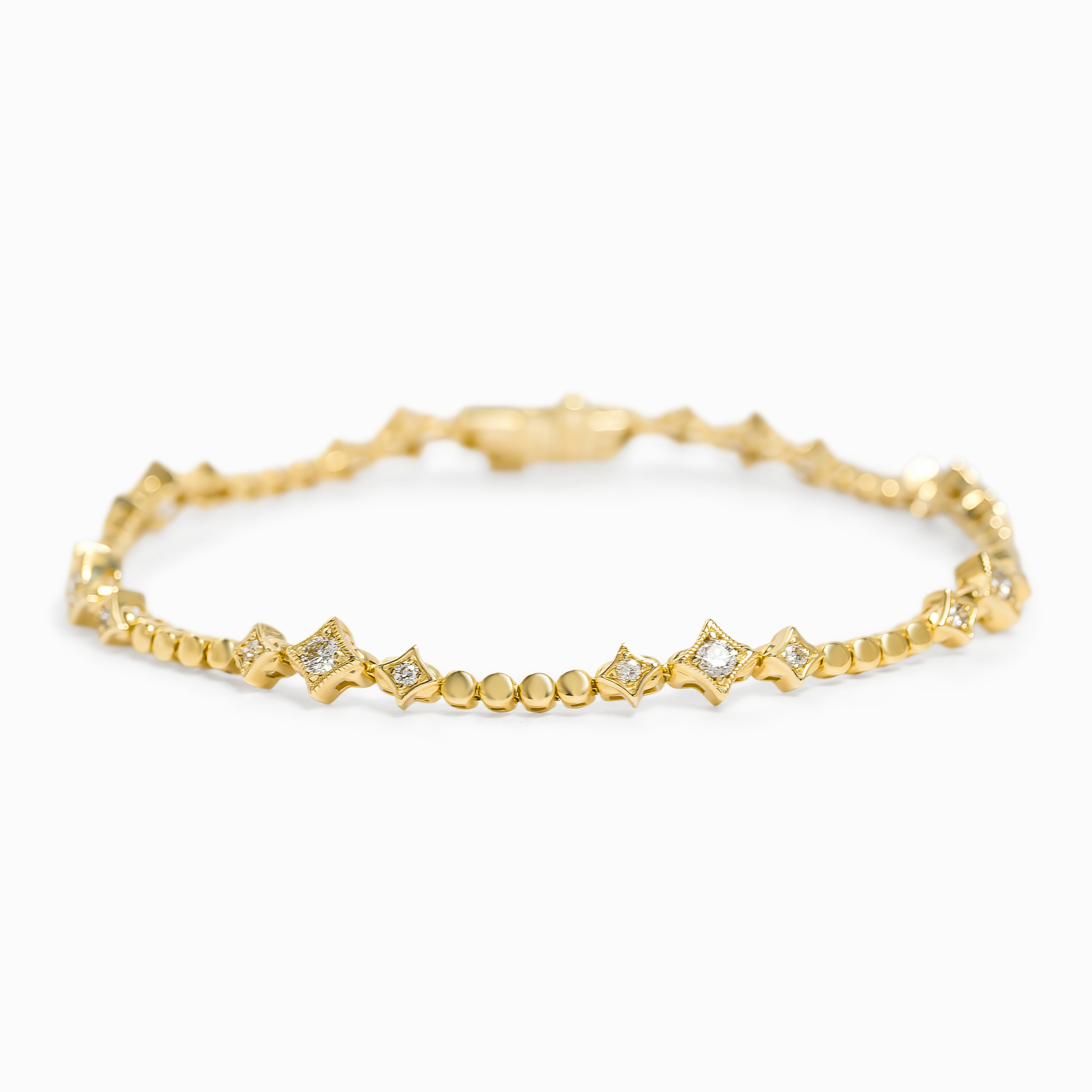 Yellow Gold Gemstone Bracelet with Diamond Only Stones