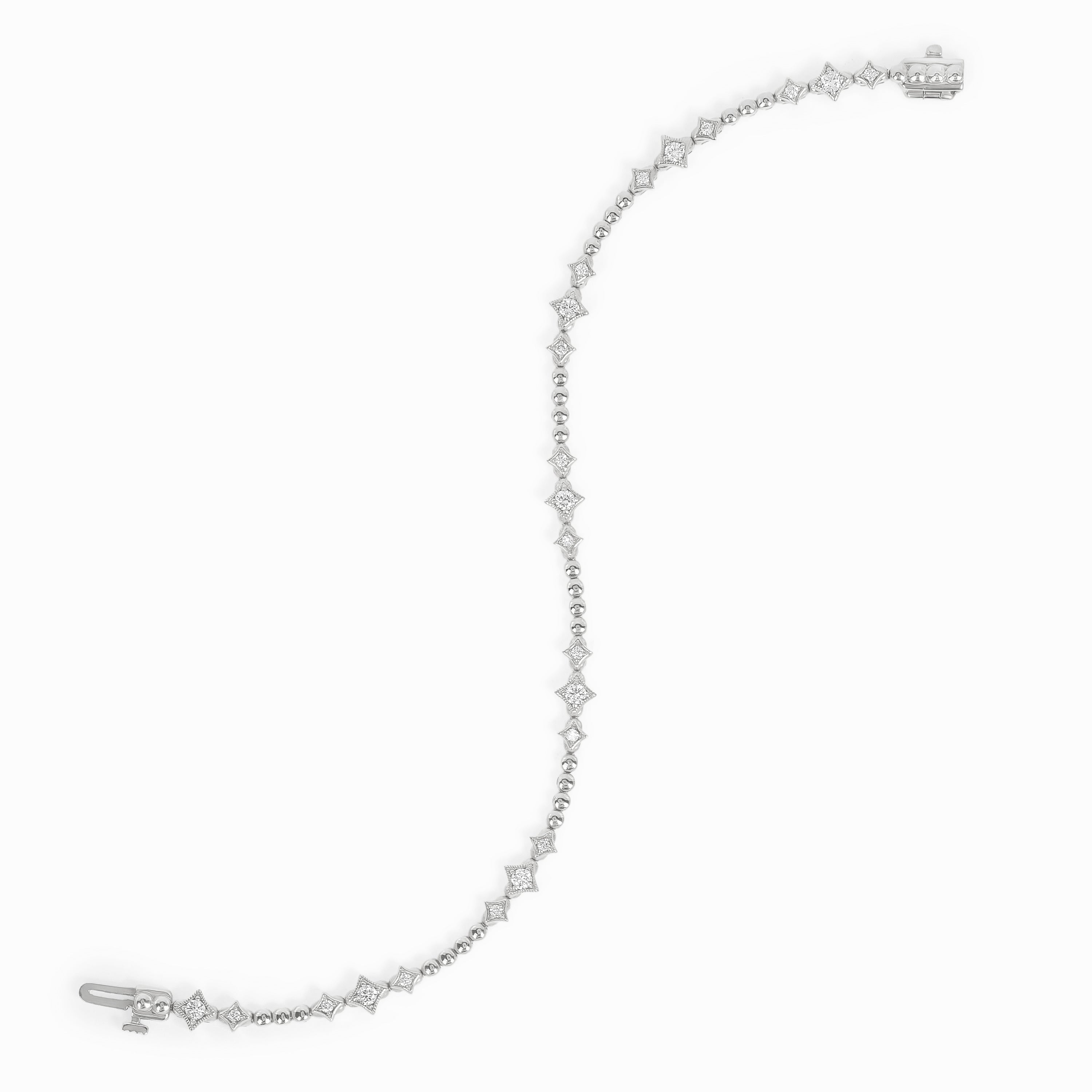 White Gold Gemstone Bracelet with Diamond Only Stones