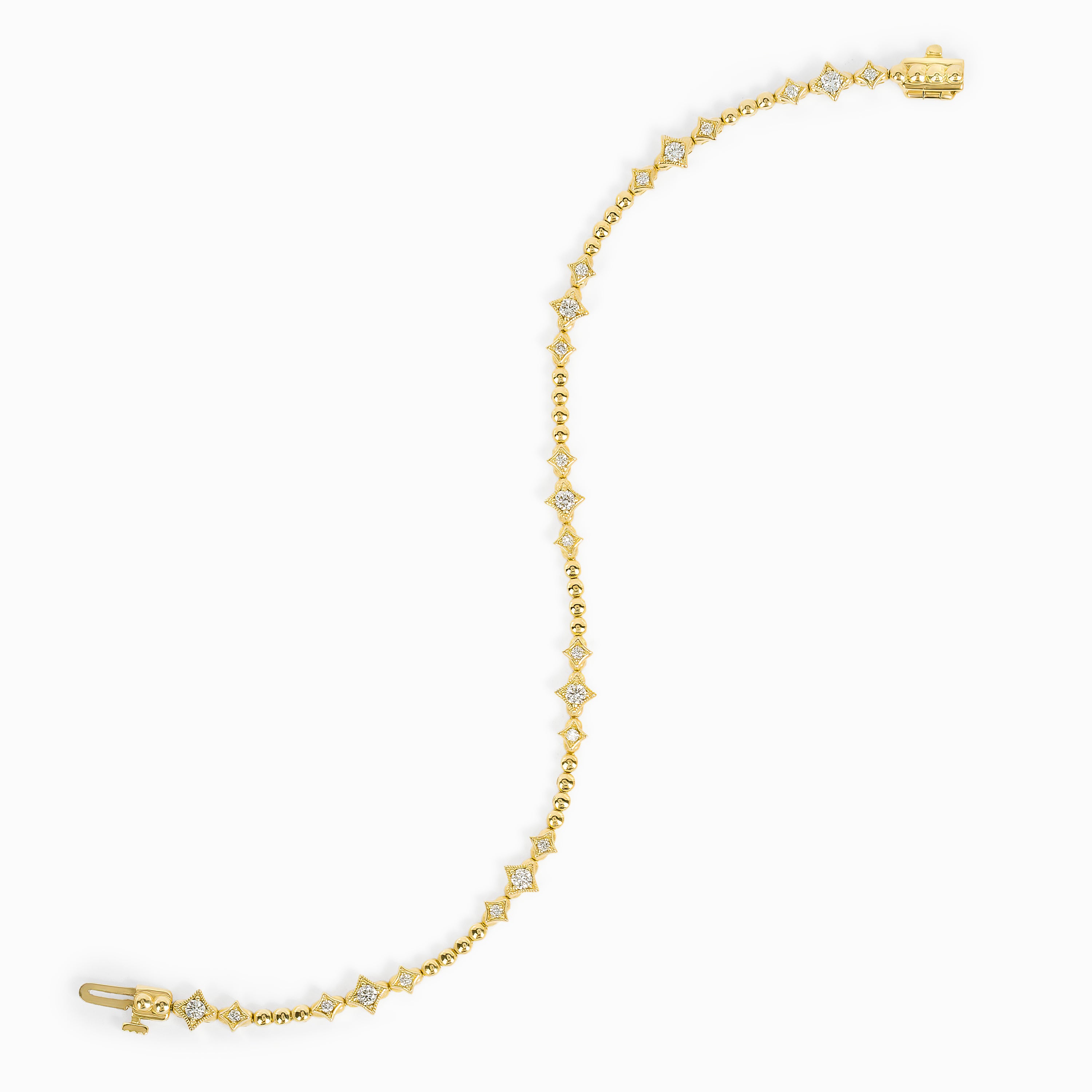 Yellow Gold Gemstone Bracelet with Diamond Only Stones