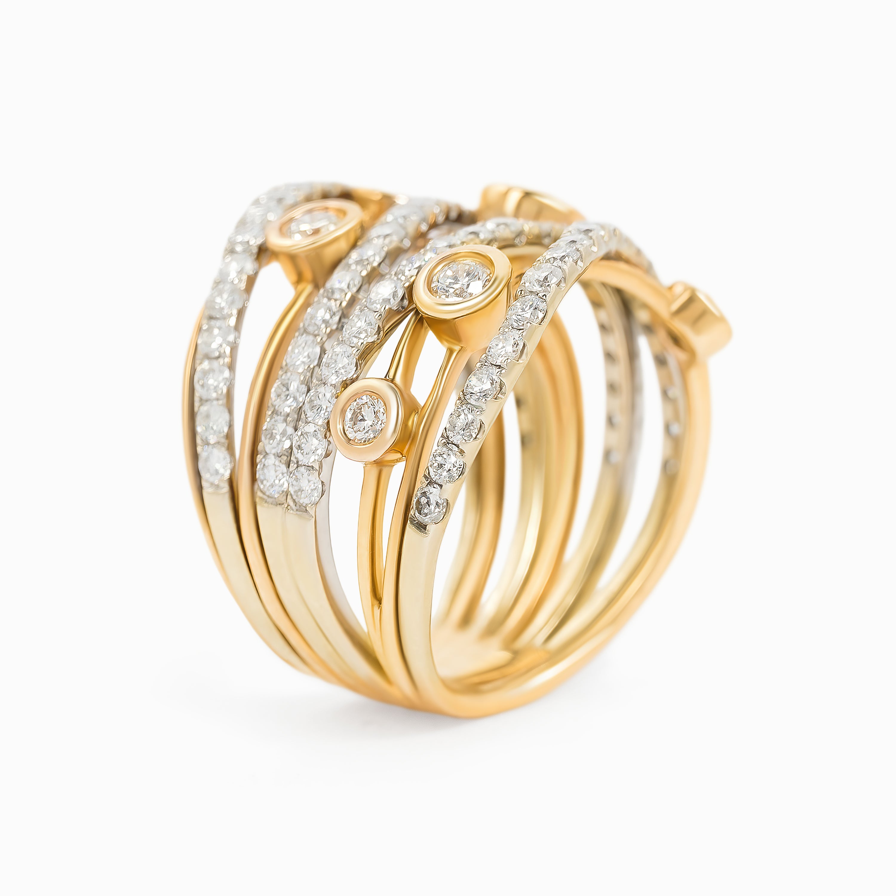 Yellow Gold Rose Gold Ring with Diamond Only Stones