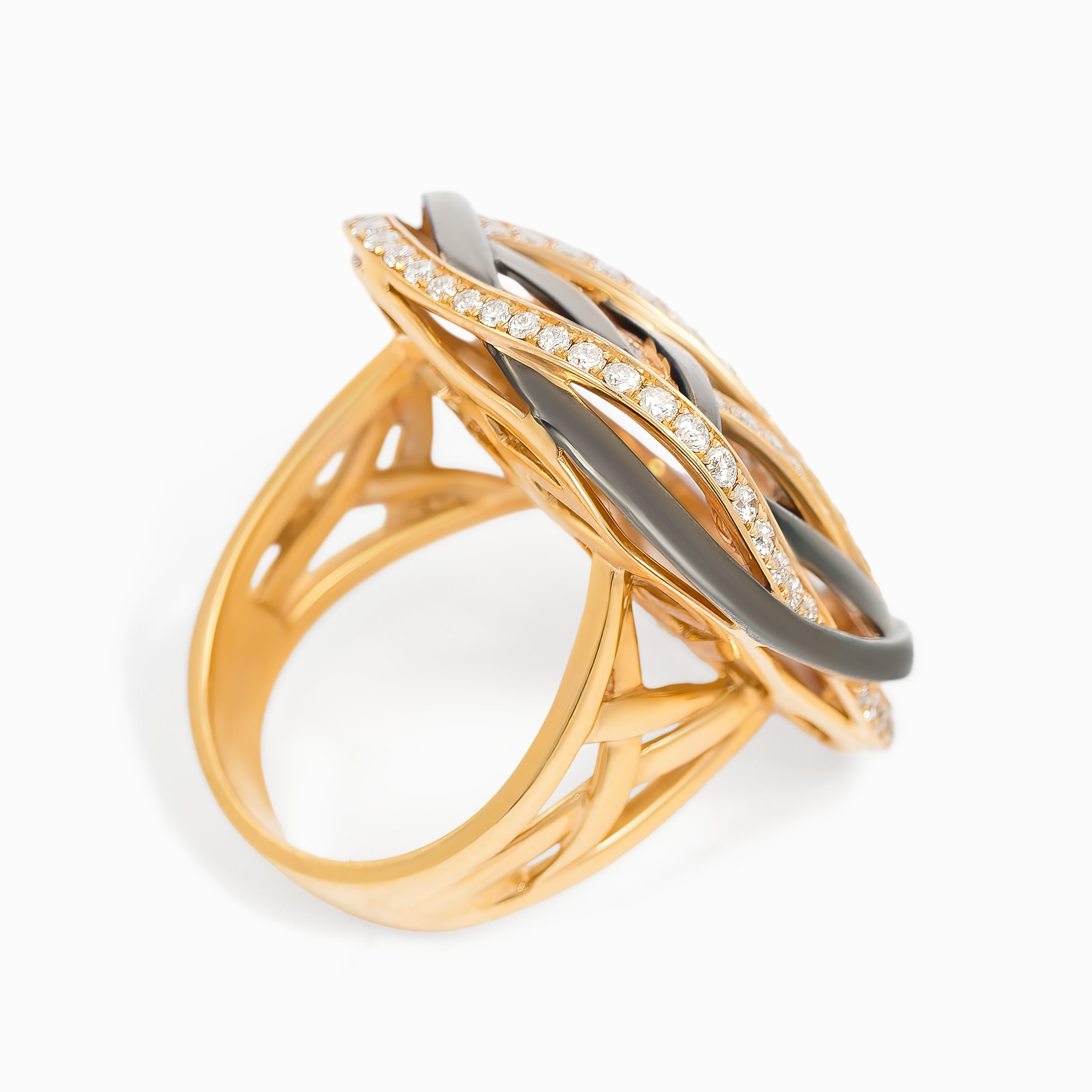 Yellow Gold Ring with Diamond Only Stones