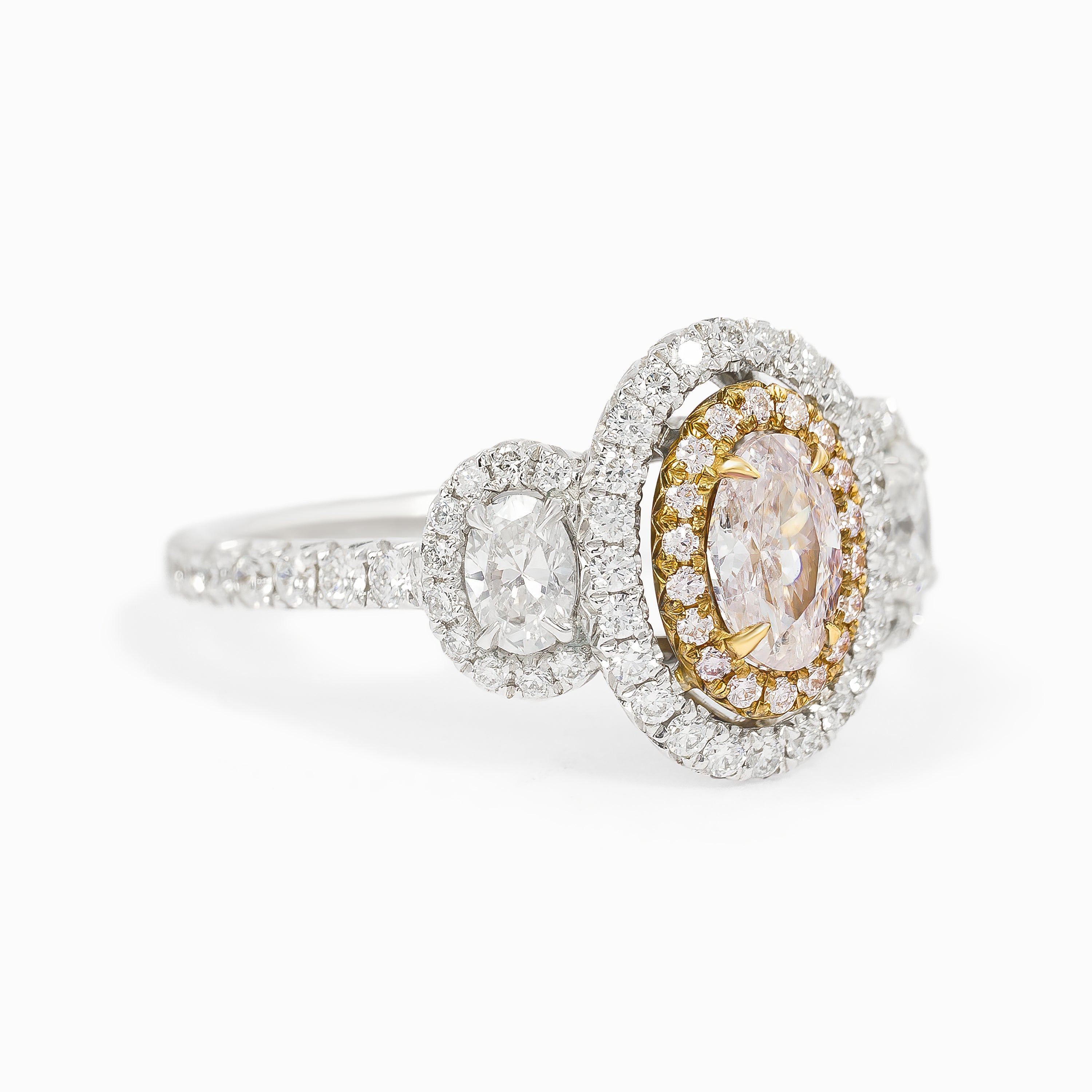 White Gold Ring with Pink Diamond, Diamond Only Stones