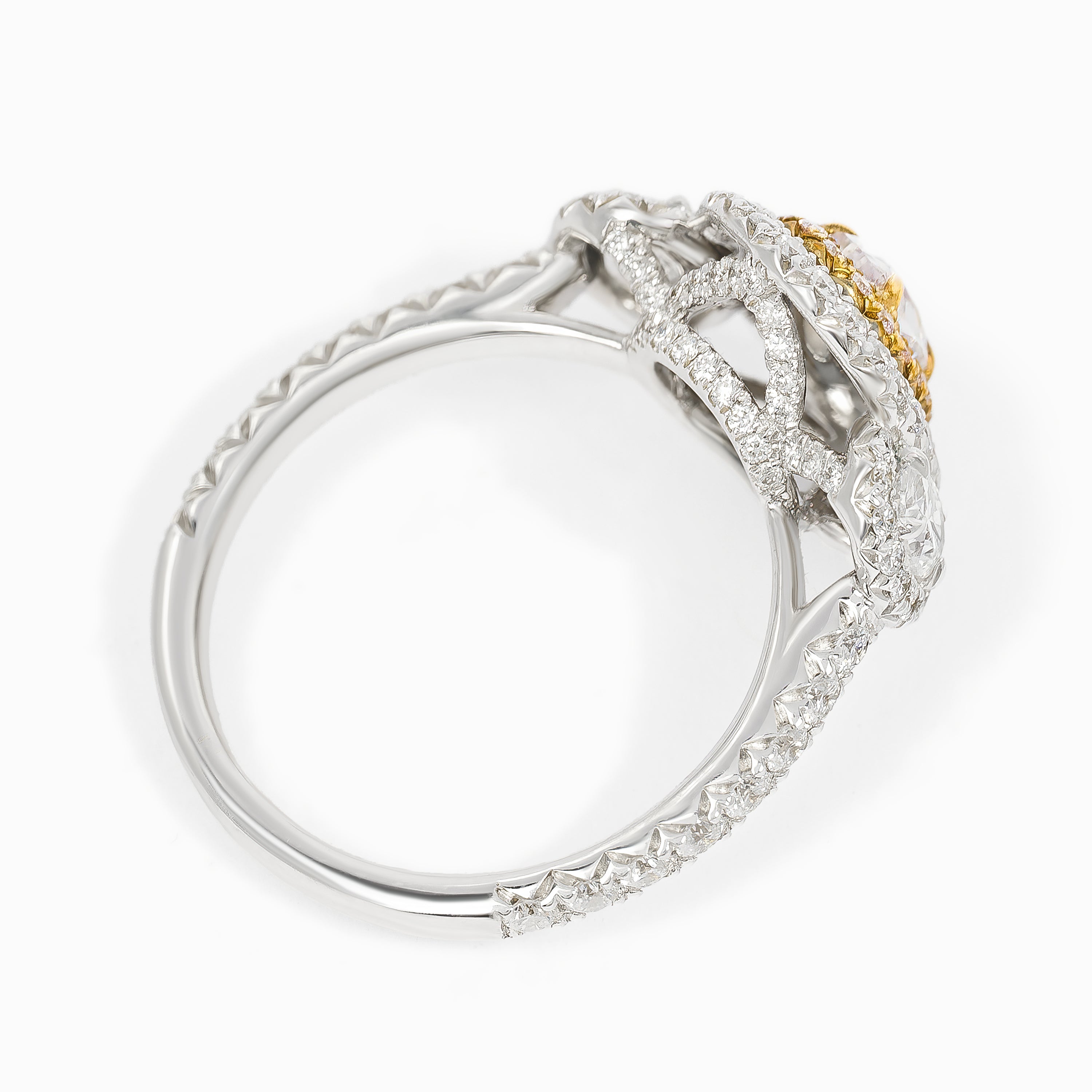 White Gold Ring with Pink Diamond, Diamond Only Stones