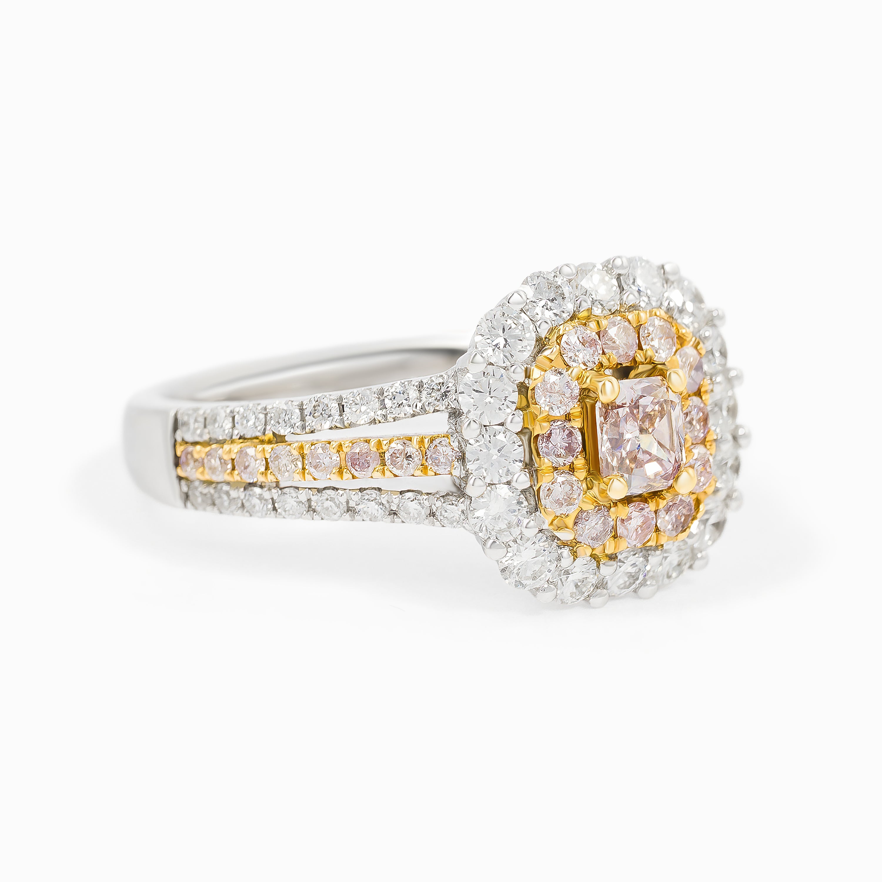 Yellow Gold White Gold Ring with Diamond Only Stones