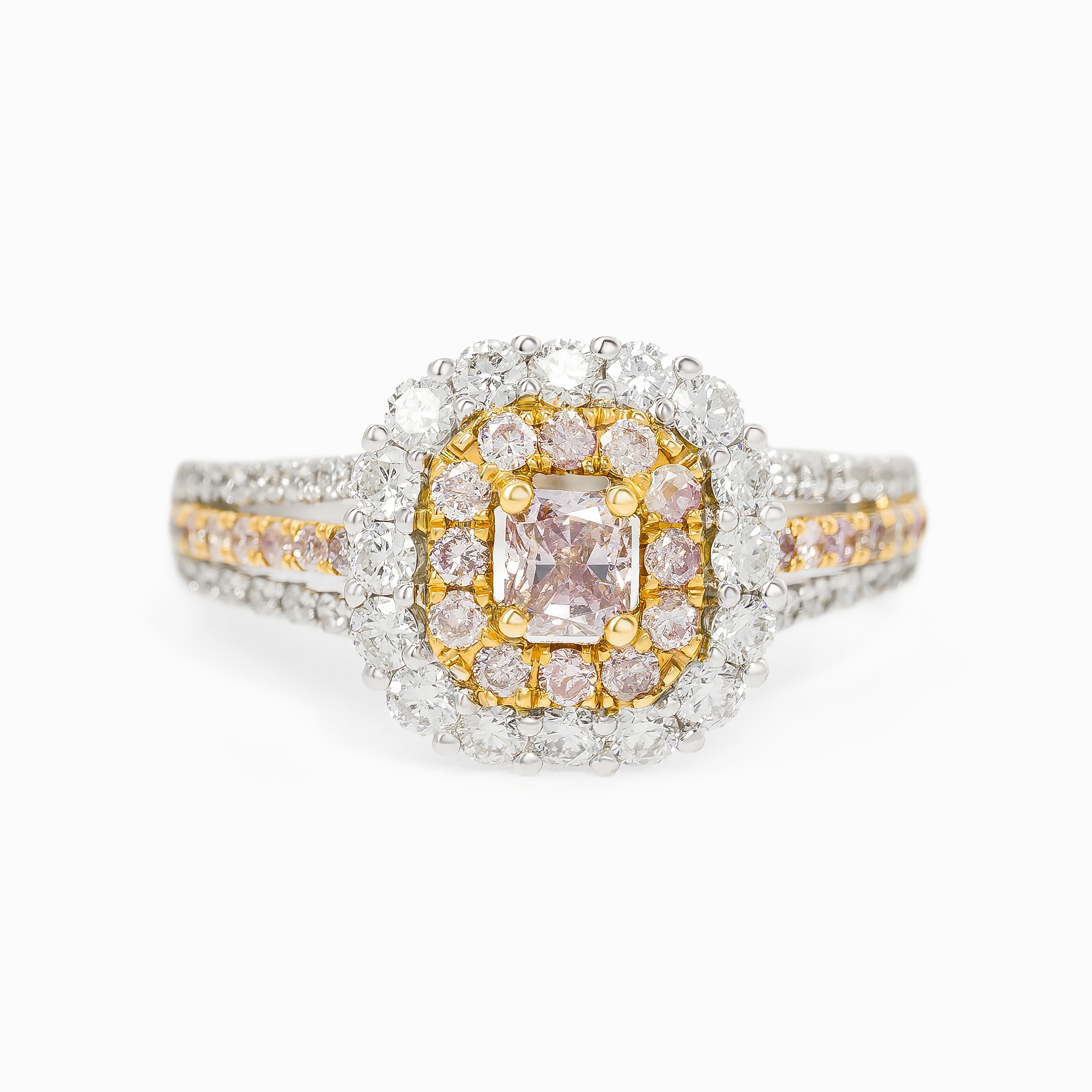 Yellow Gold White Gold Ring with Diamond Only Stones