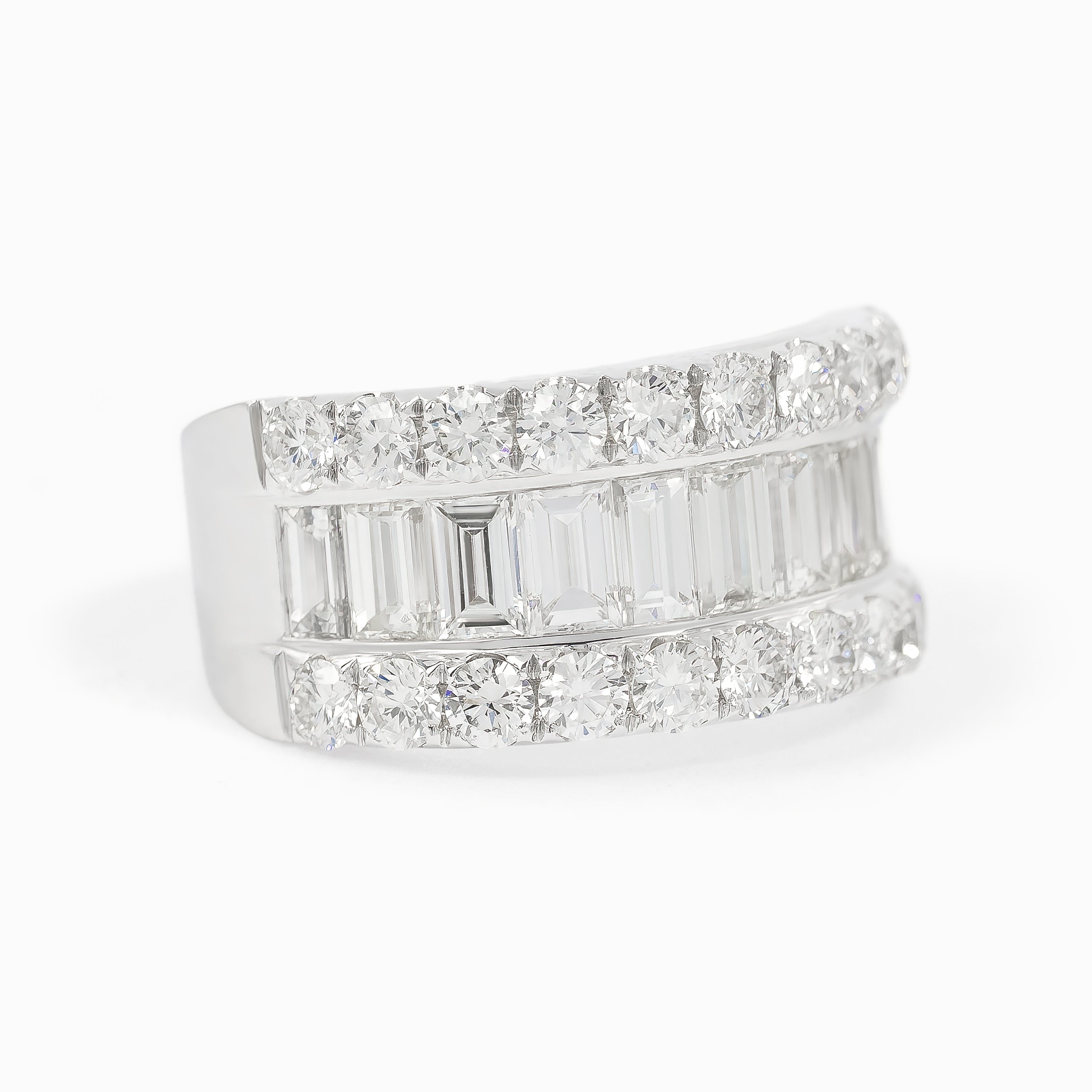 White Gold Band Ring with Diamond Only Stones