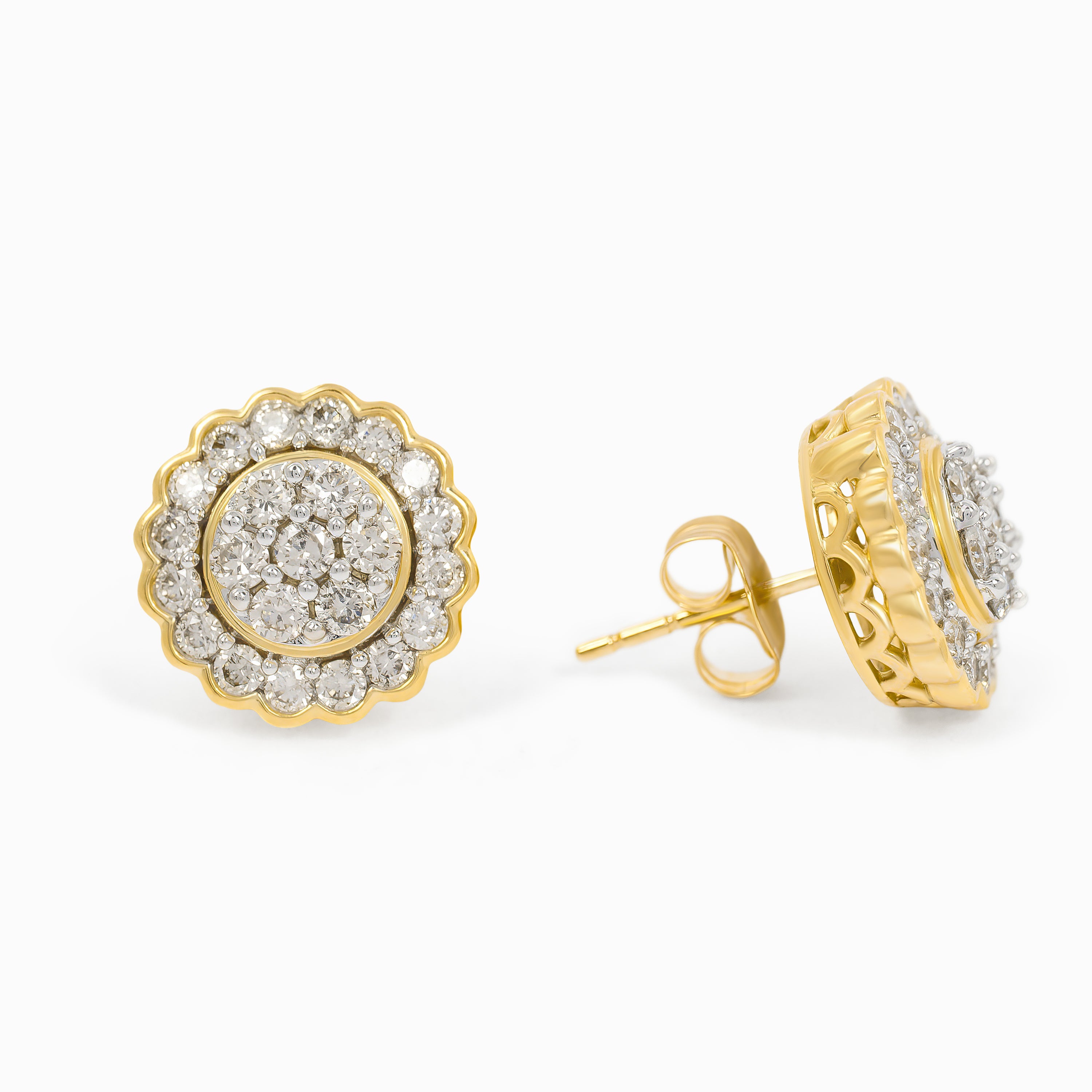 White Gold Stud Earrings with Diamond Only Stones