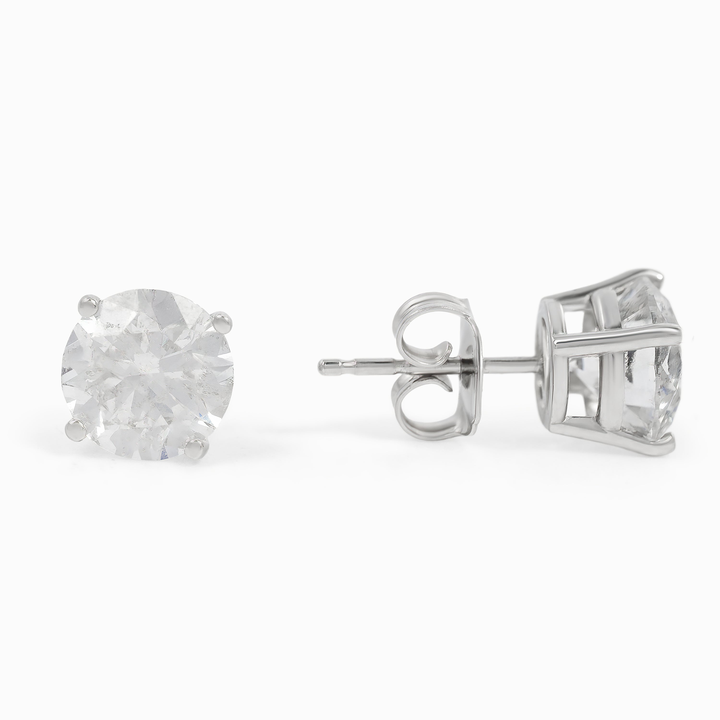 White Gold Stud Earrings with Diamond Only Stones
