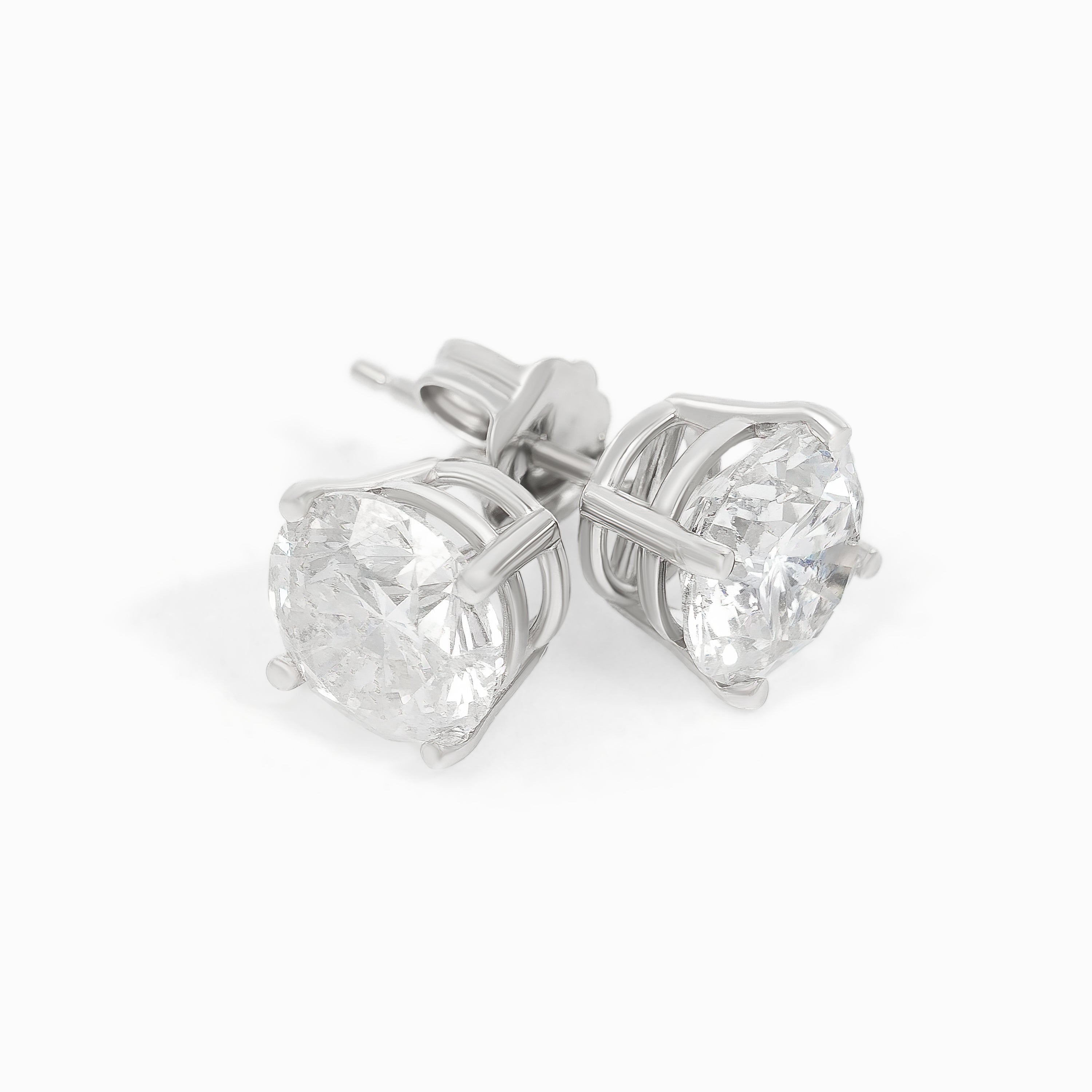 White Gold Stud Earrings with Diamond Only Stones