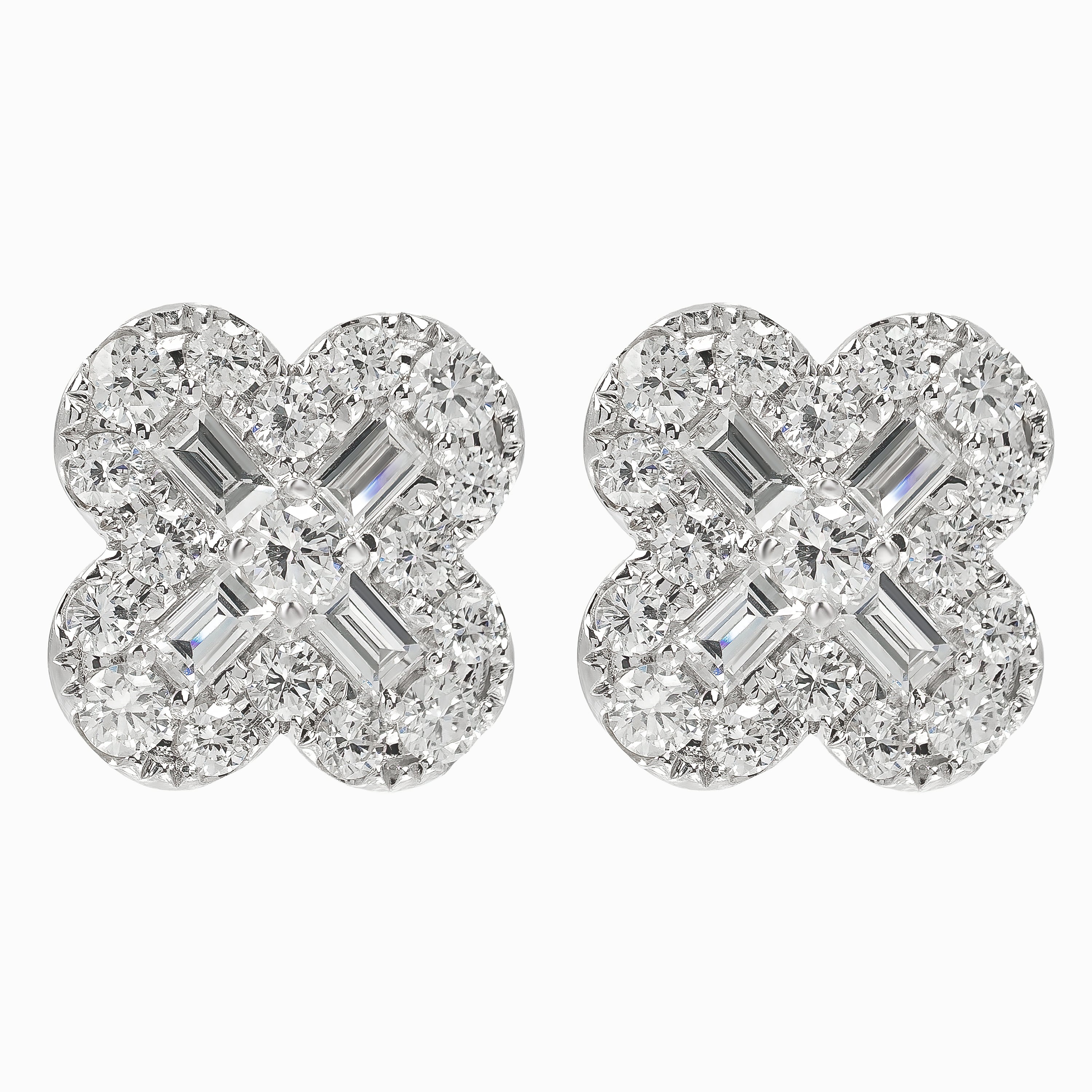 White Gold Stud Earrings with Diamond Only Stones