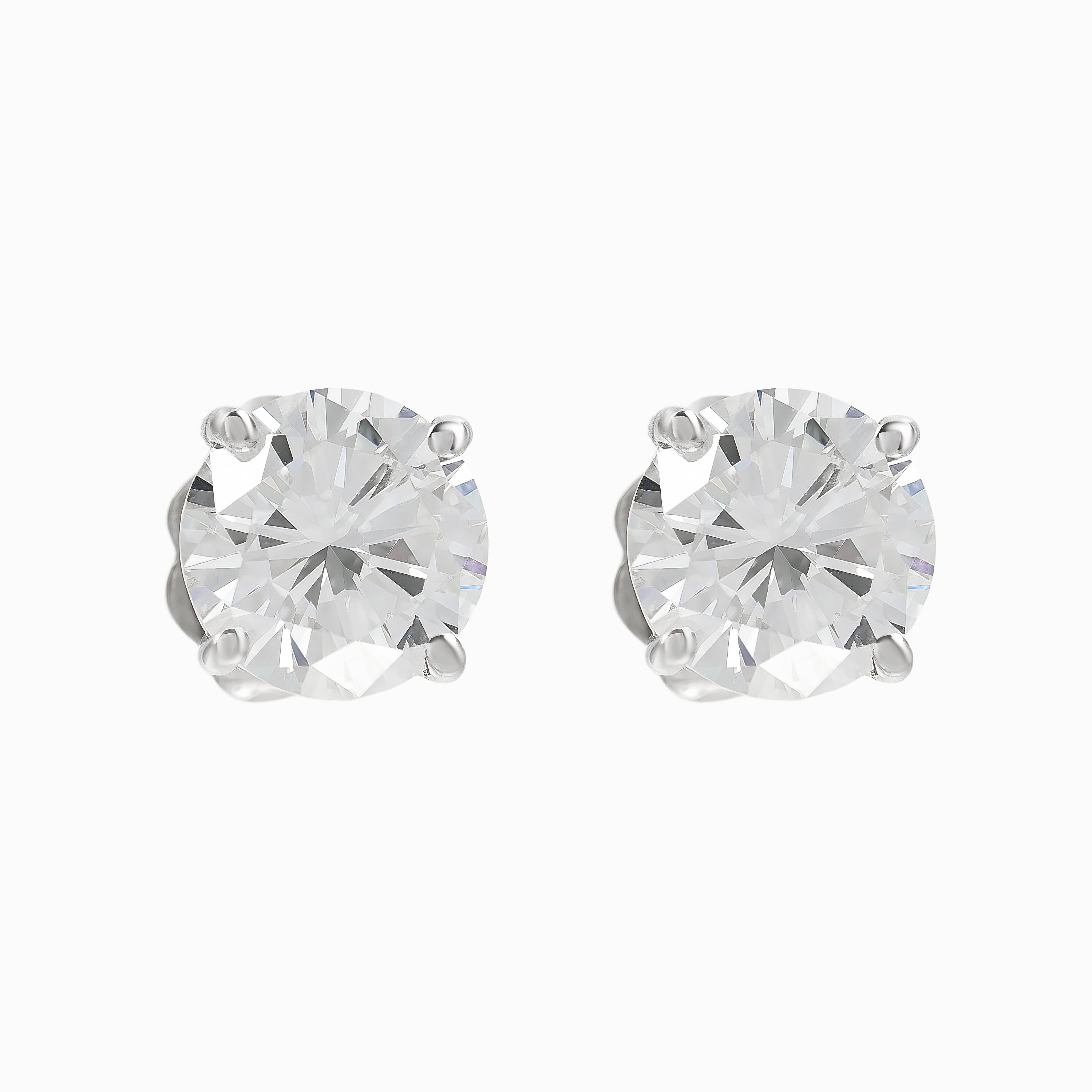White Gold Stud Earrings with Diamond Only Stones