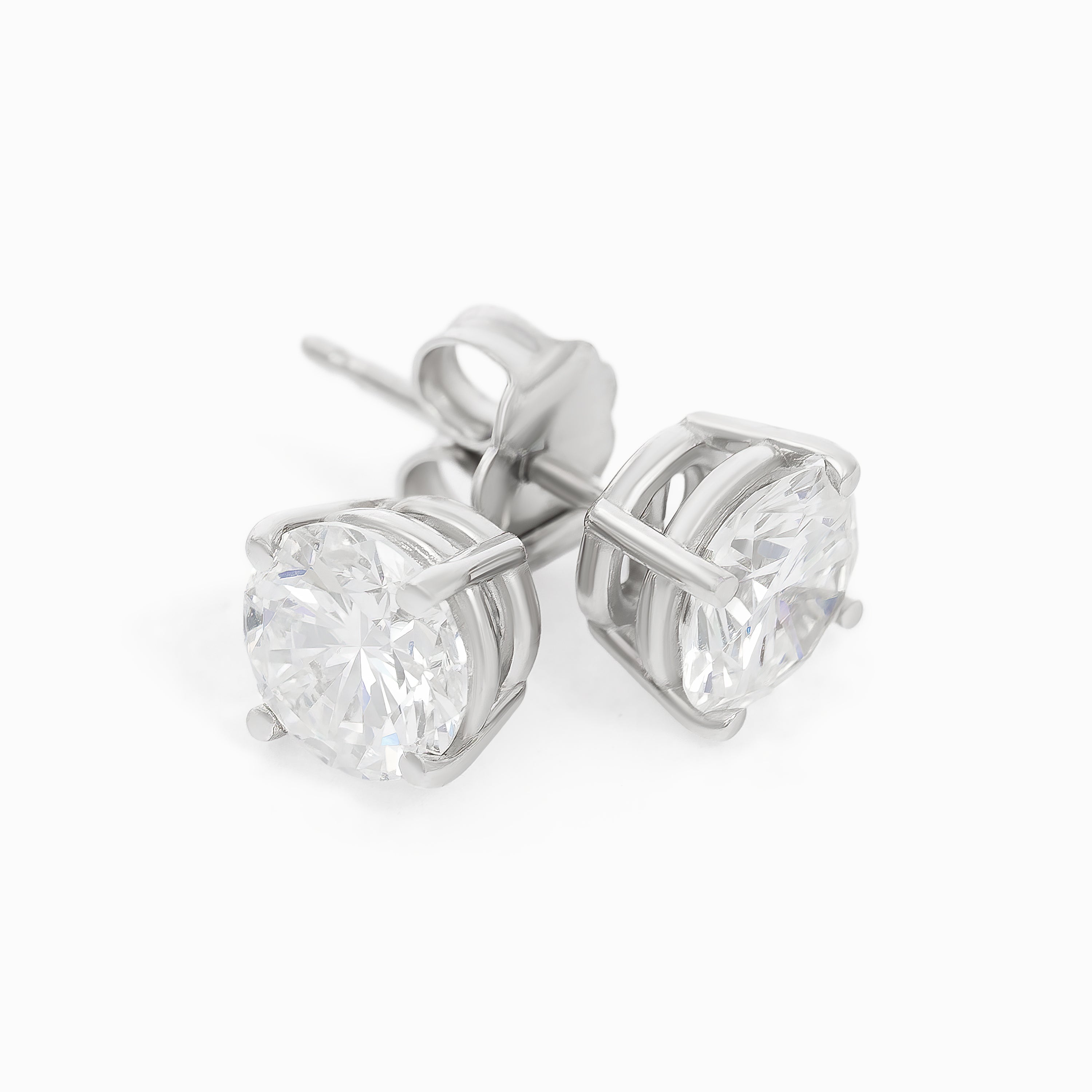 White Gold Stud Earrings with Diamond Only Stones