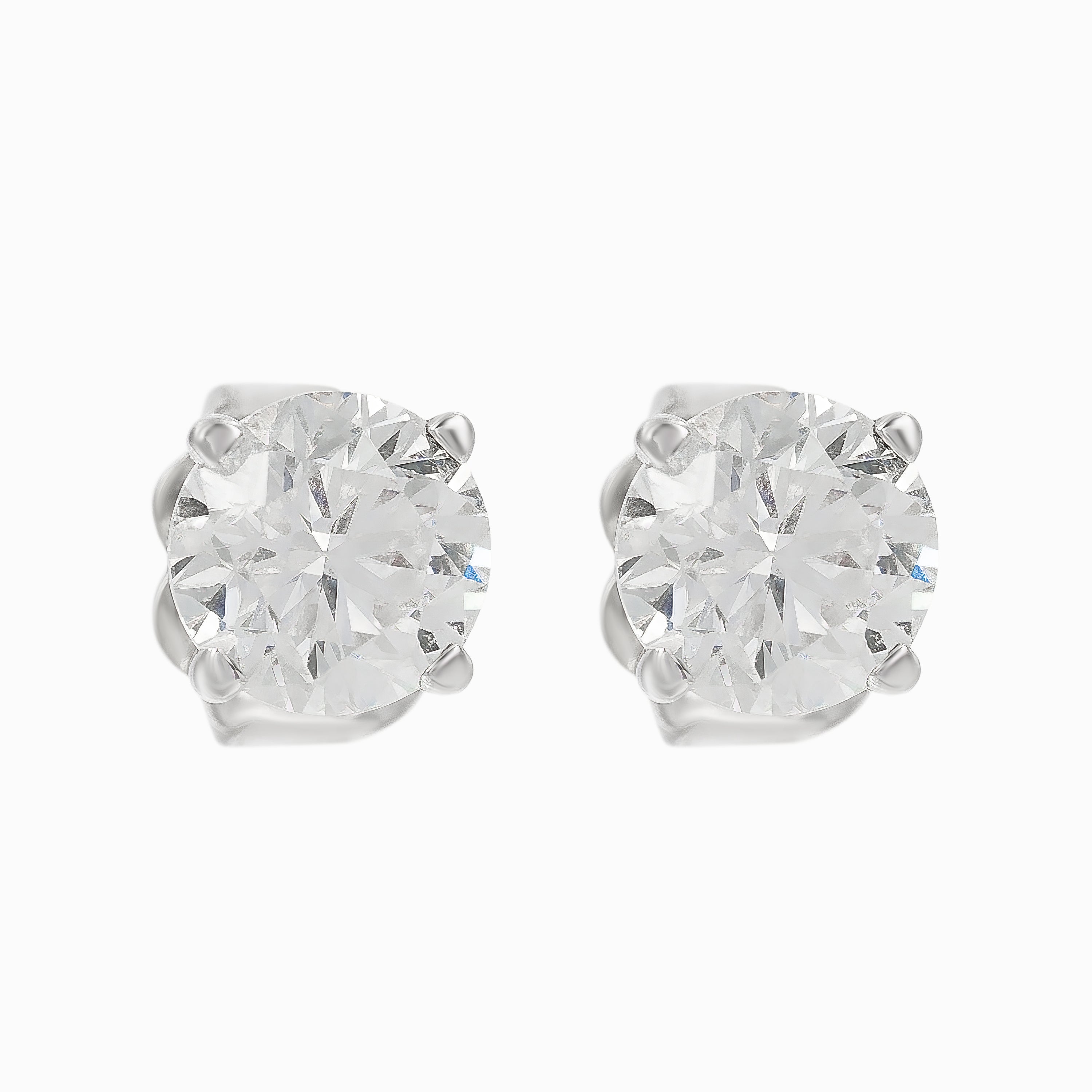 White Gold Stud Earrings with Diamond Only Stones
