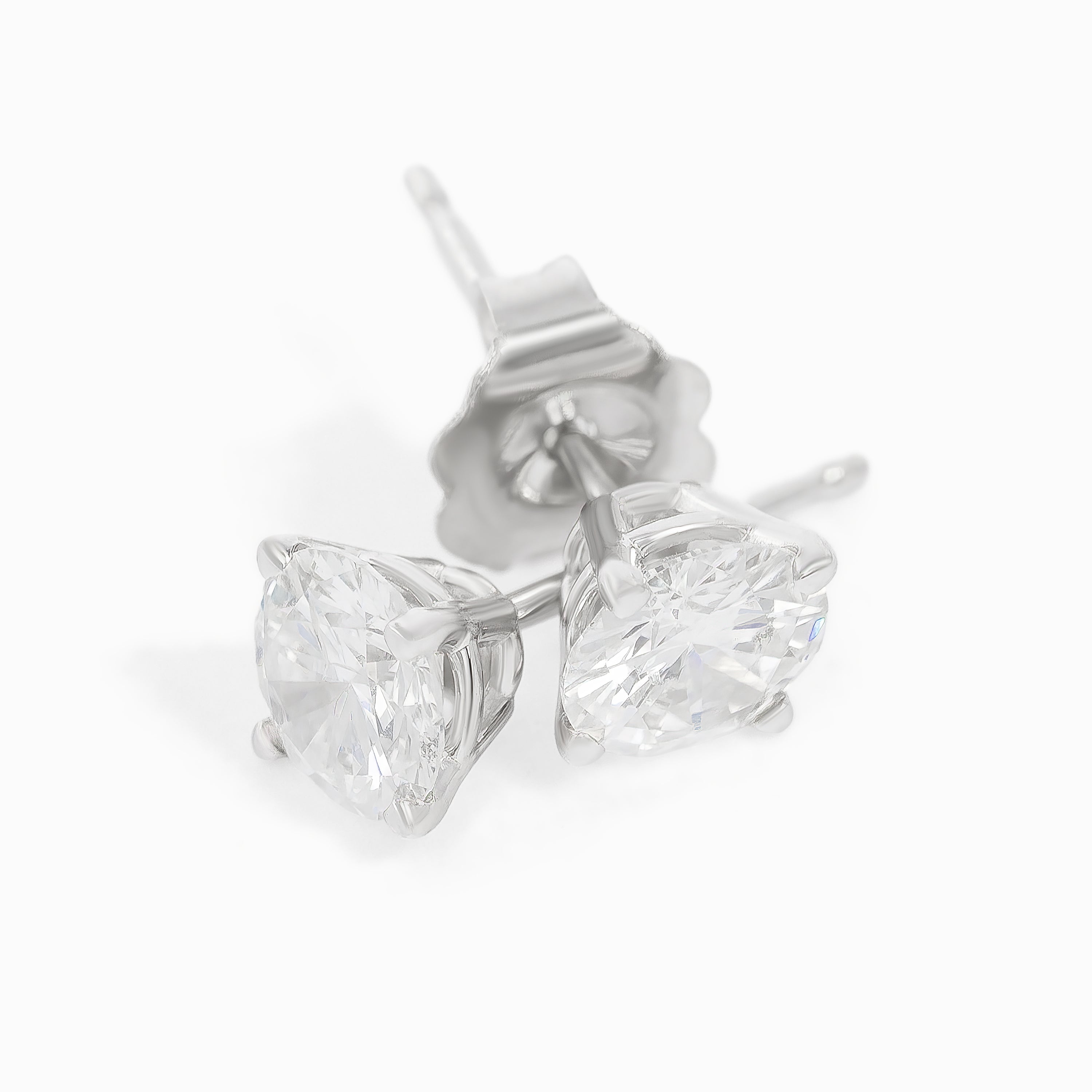 White Gold Stud Earrings with Diamond Only Stones