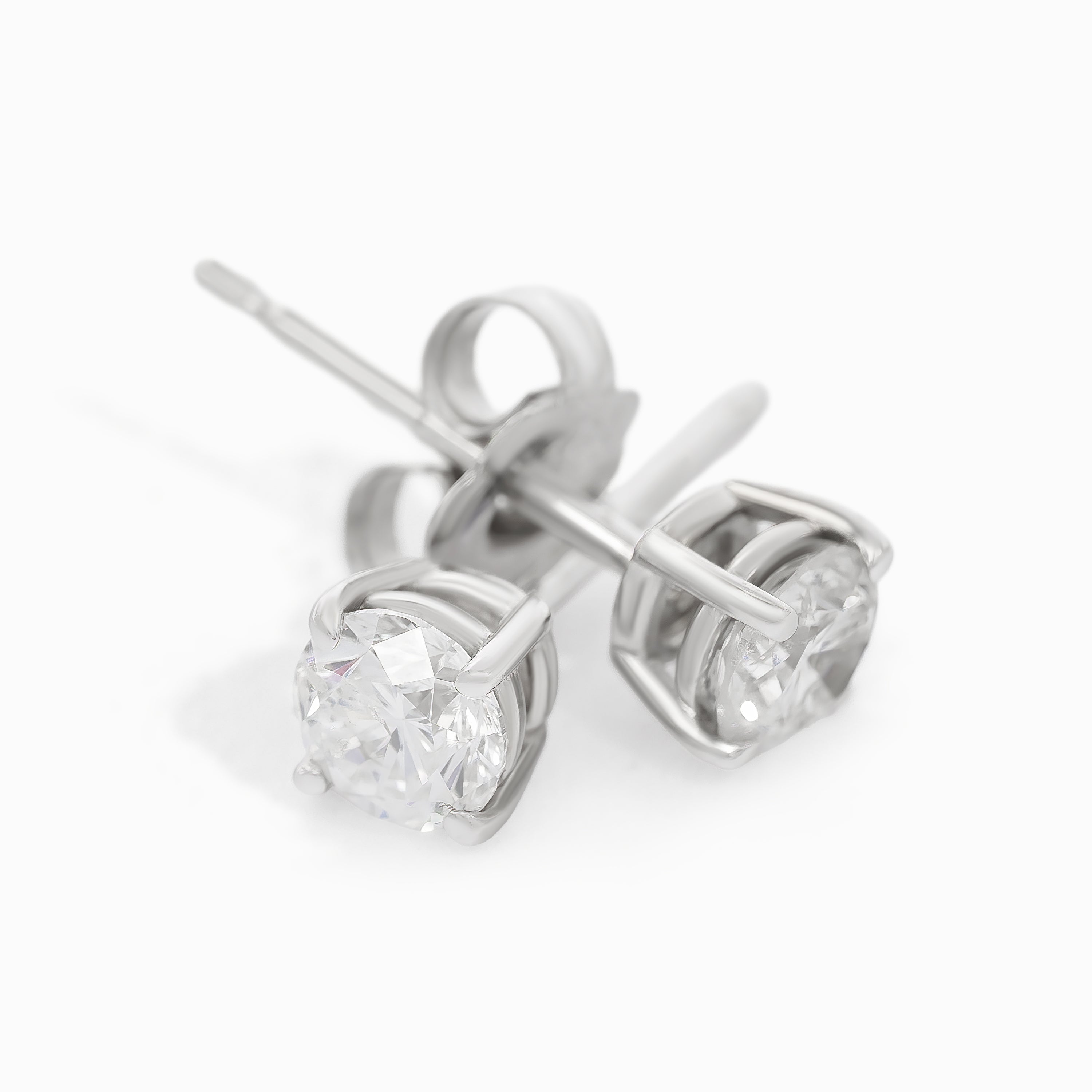 White Gold Stud Earrings with Diamond Only Stones