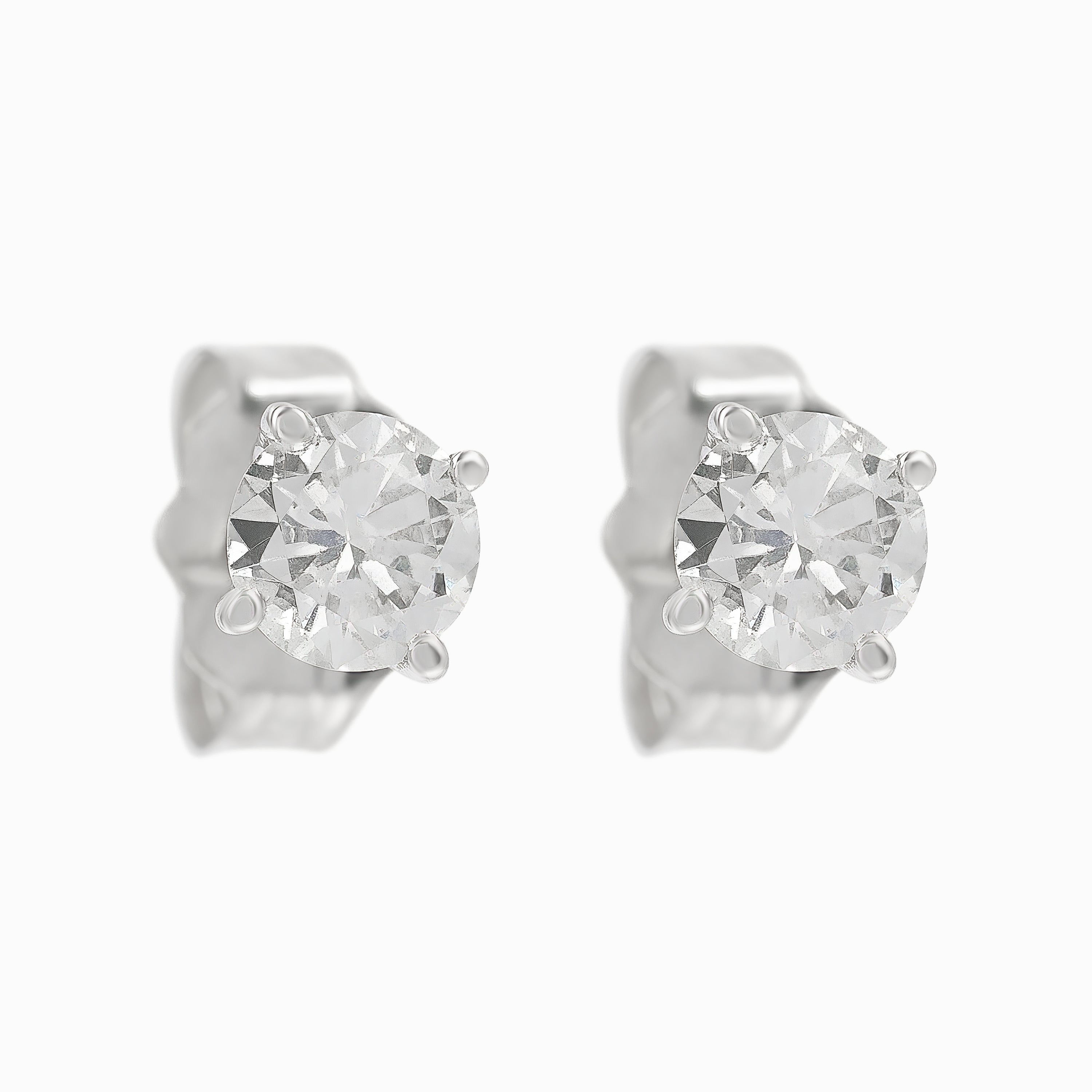 White Gold Stud Earrings with Diamond Only Stones