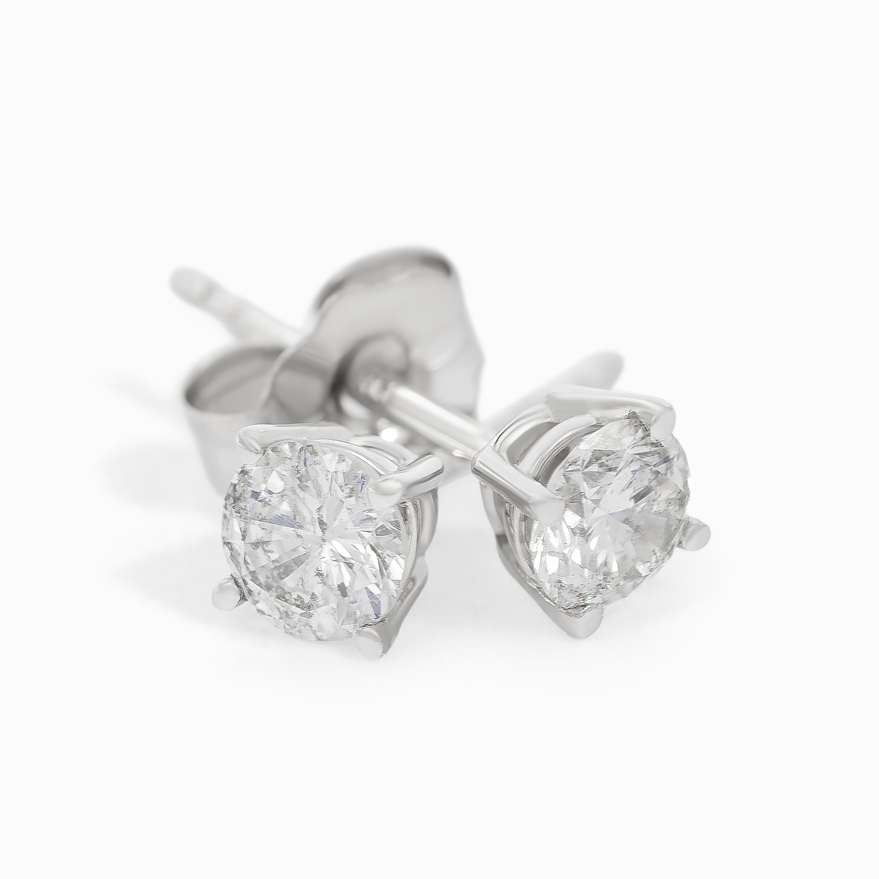 White Gold Stud Earrings with Diamond Only Stones
