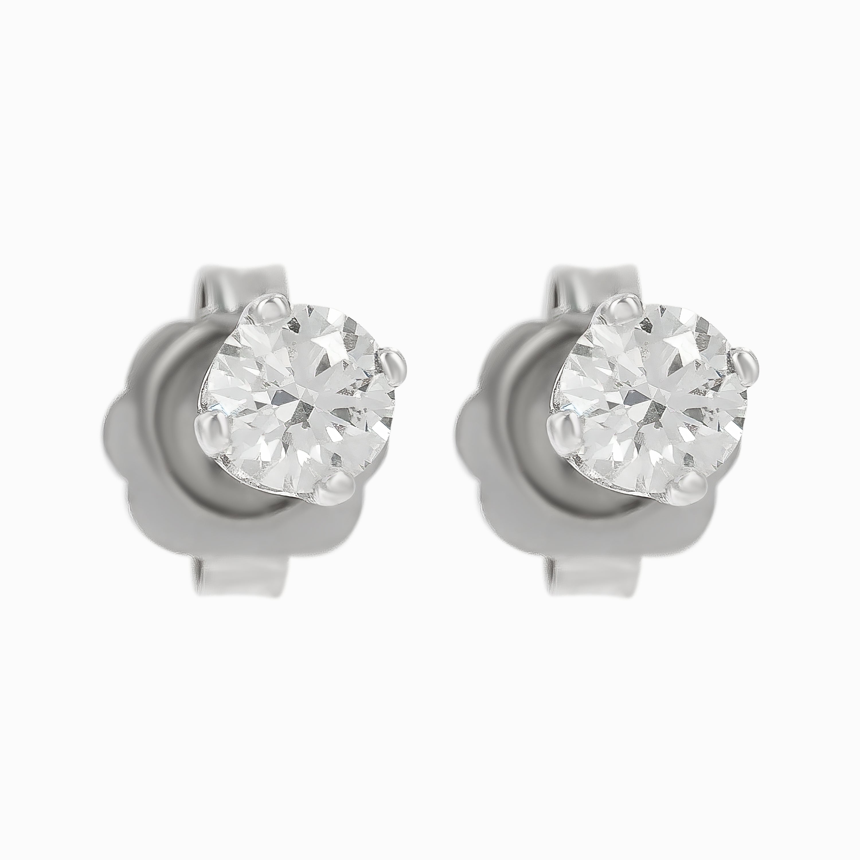 White Gold Stud Earrings with Diamond Only Stones