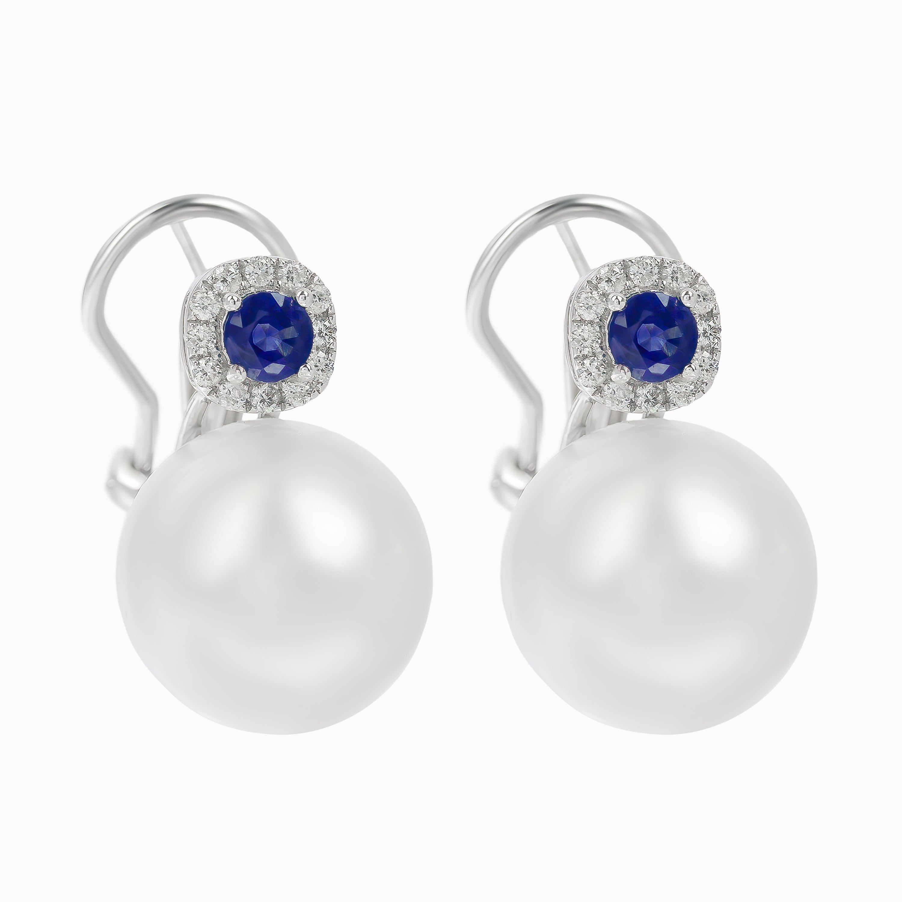 White Pearl and Sapphire Earrings
