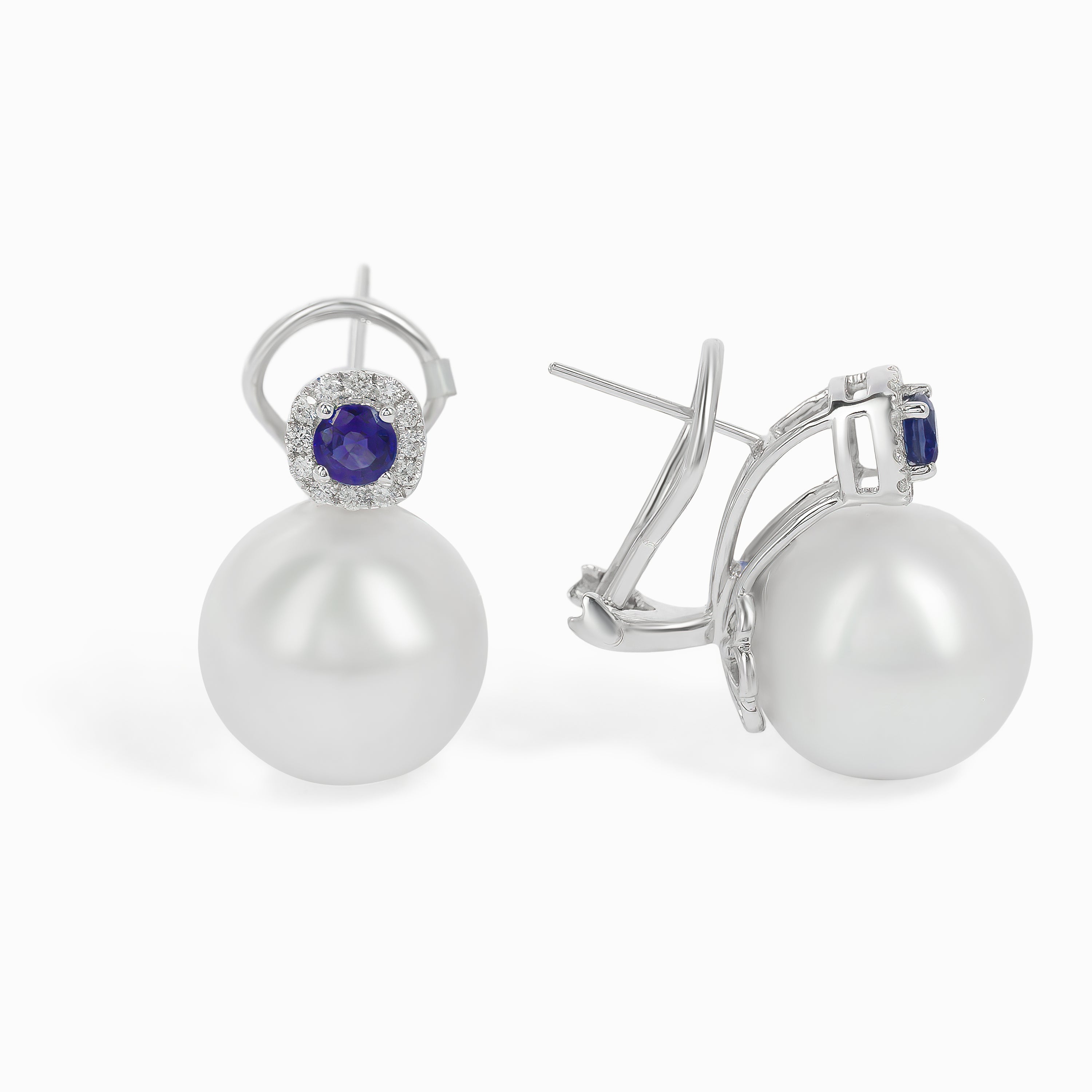 White Pearl and Sapphire Earrings