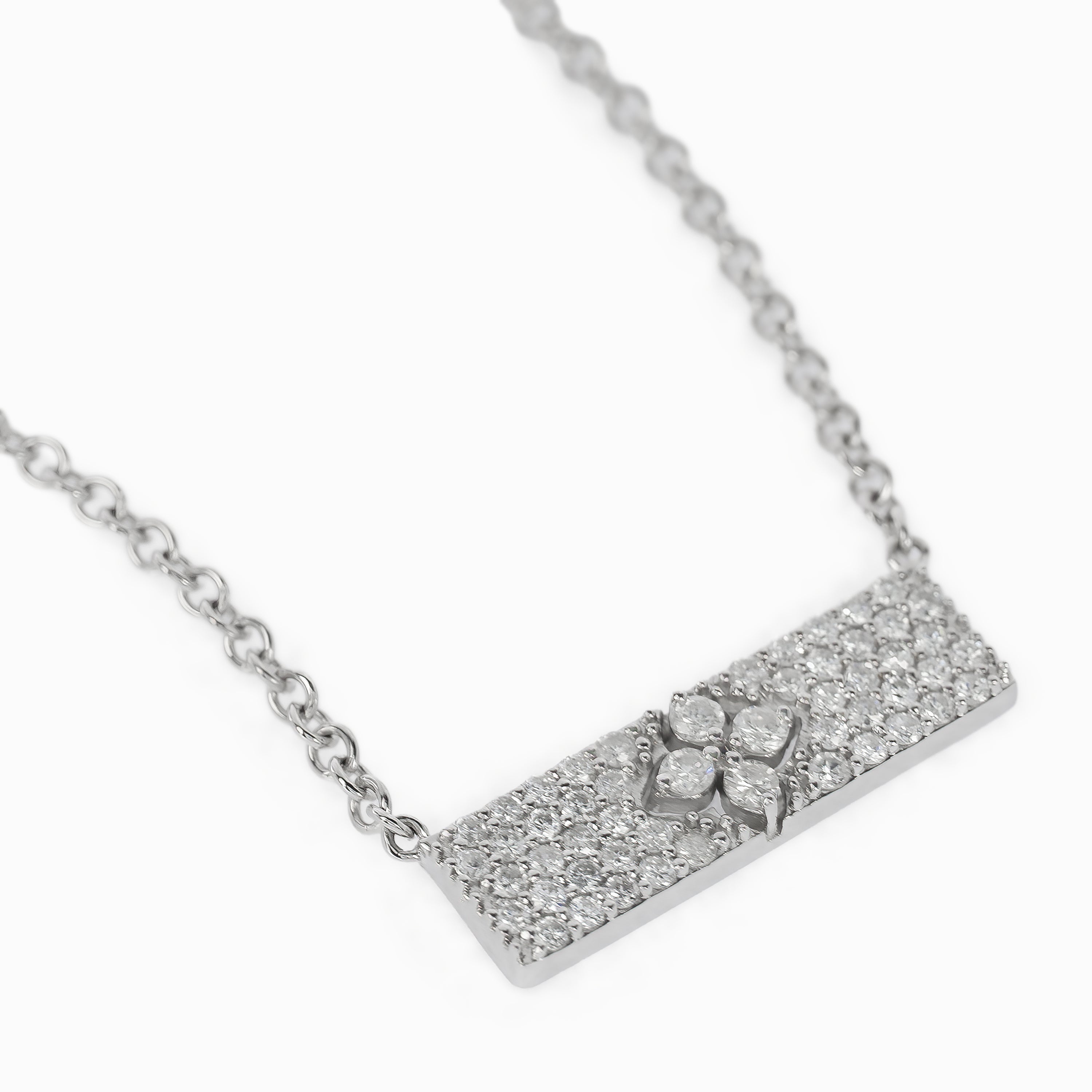 White Gold Pendant Necklace with Diamond Only Stones