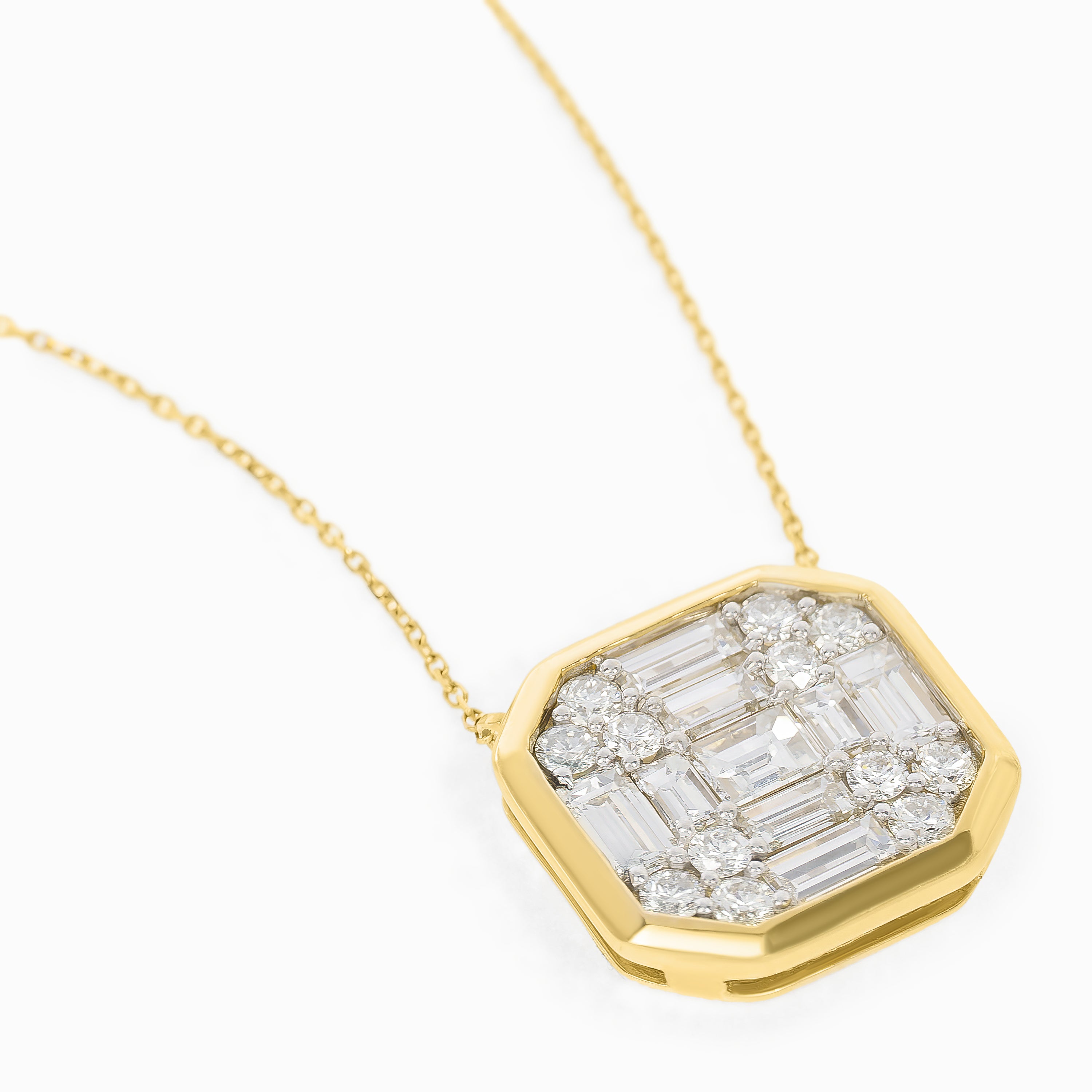 Yellow Gold Pendant Necklace with Diamond Only Stones