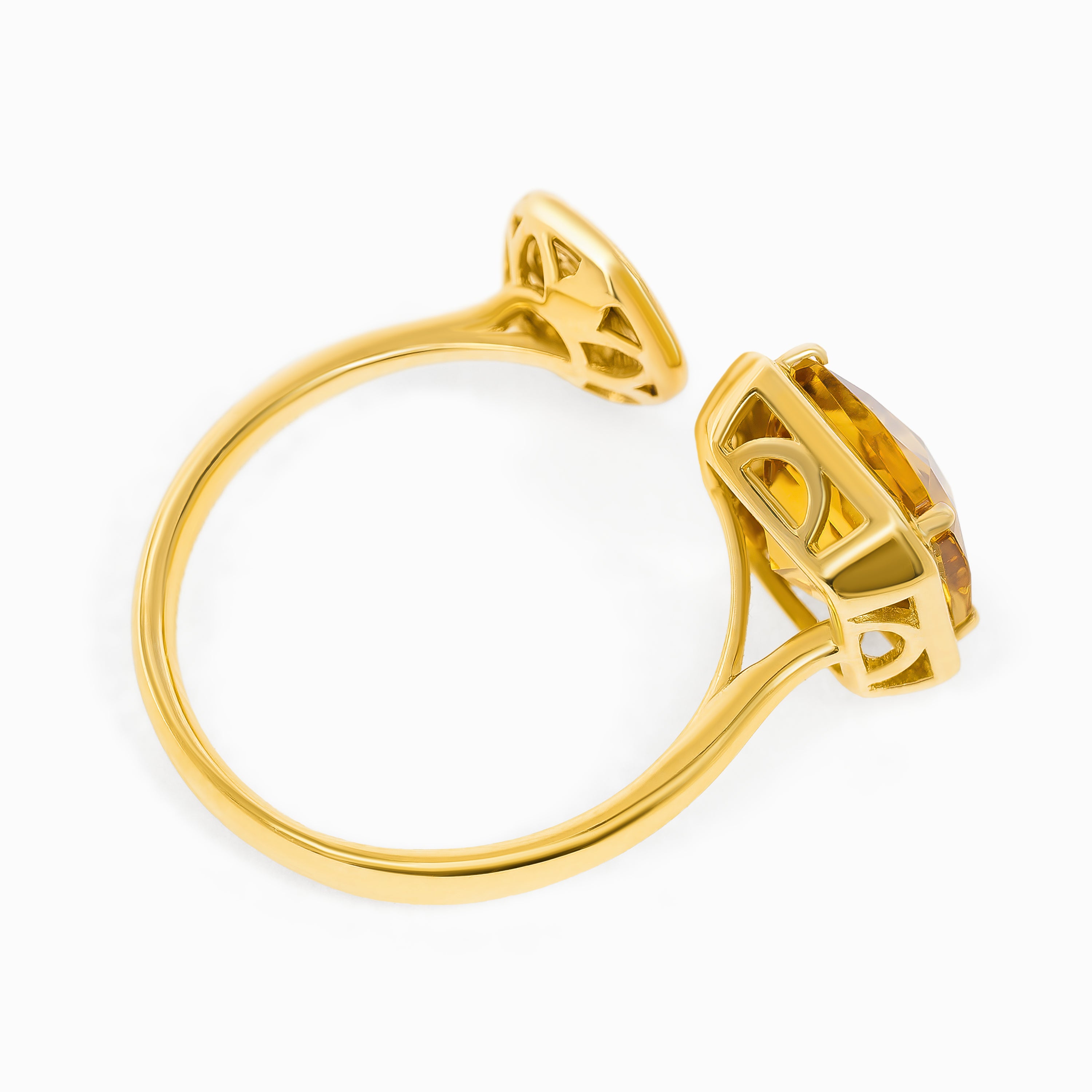 Yellow Gold Ring with Citrine, Diamond Stones