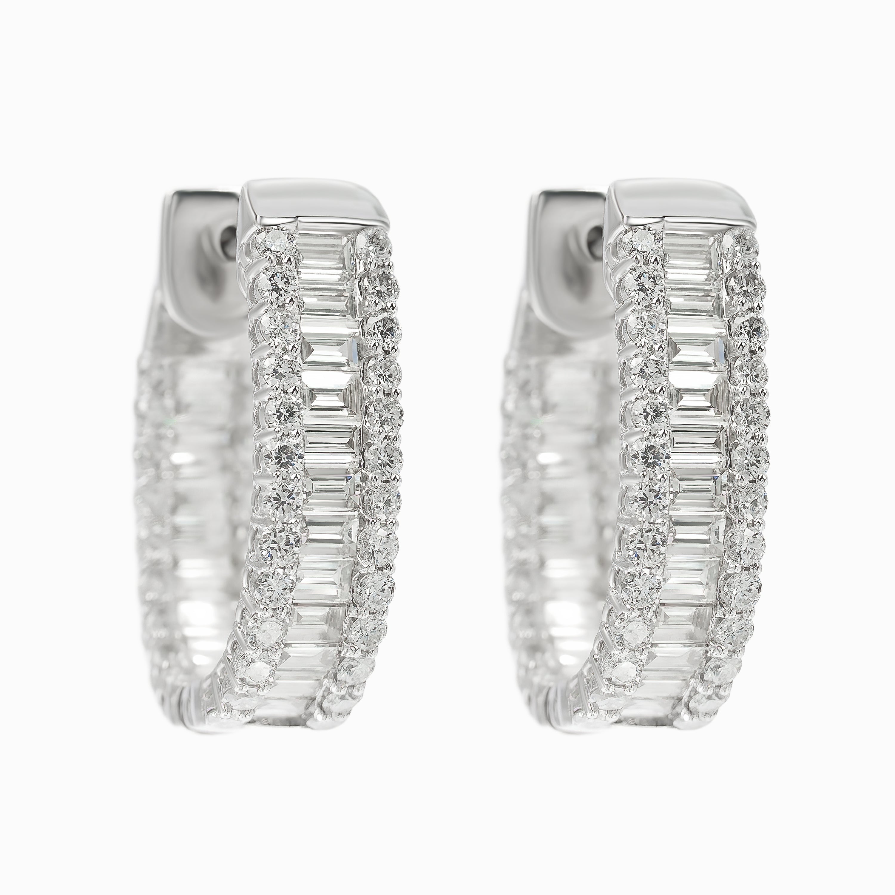 White Gold Hoop Earrings with Diamond Only Stones