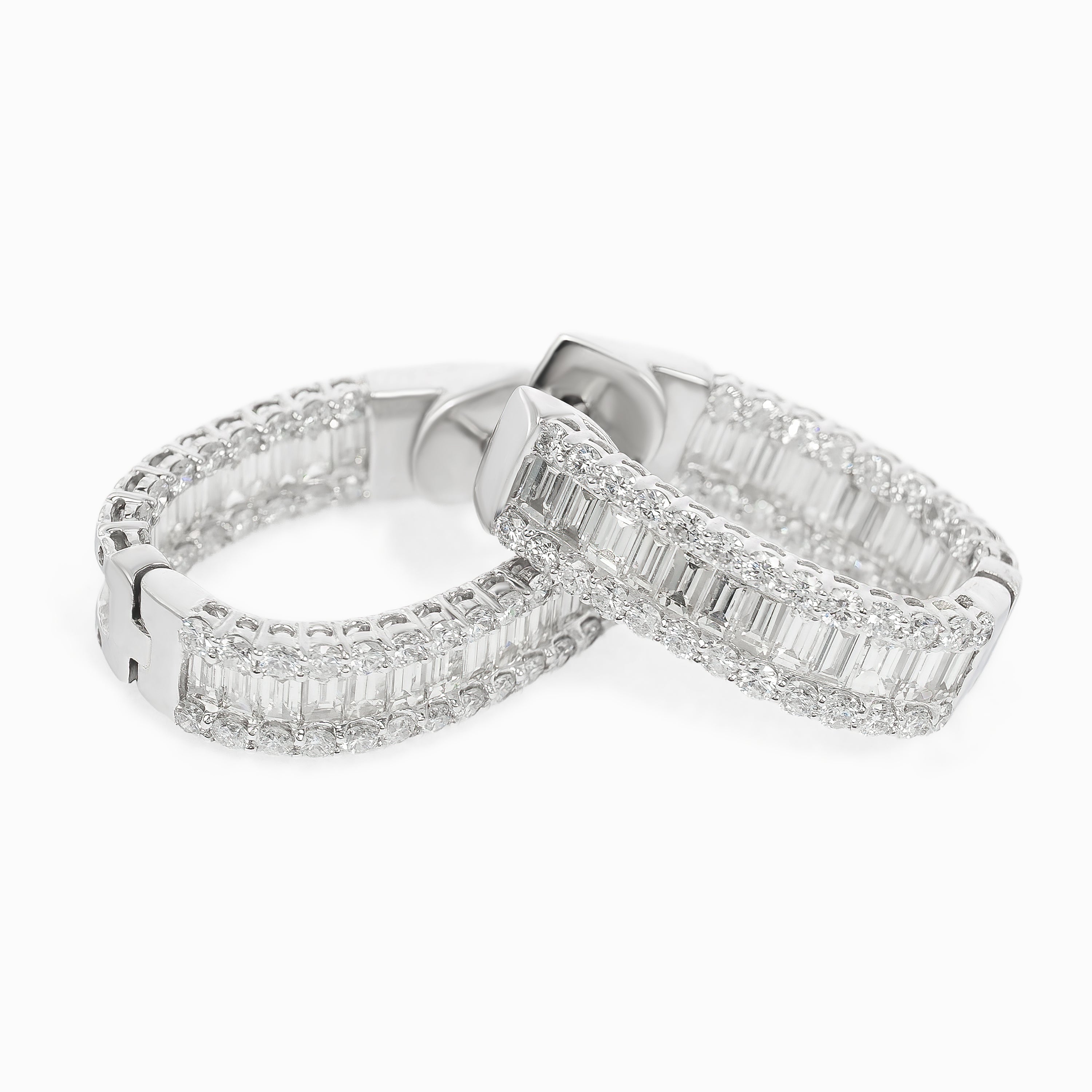 White Gold Hoop Earrings with Diamond Only Stones
