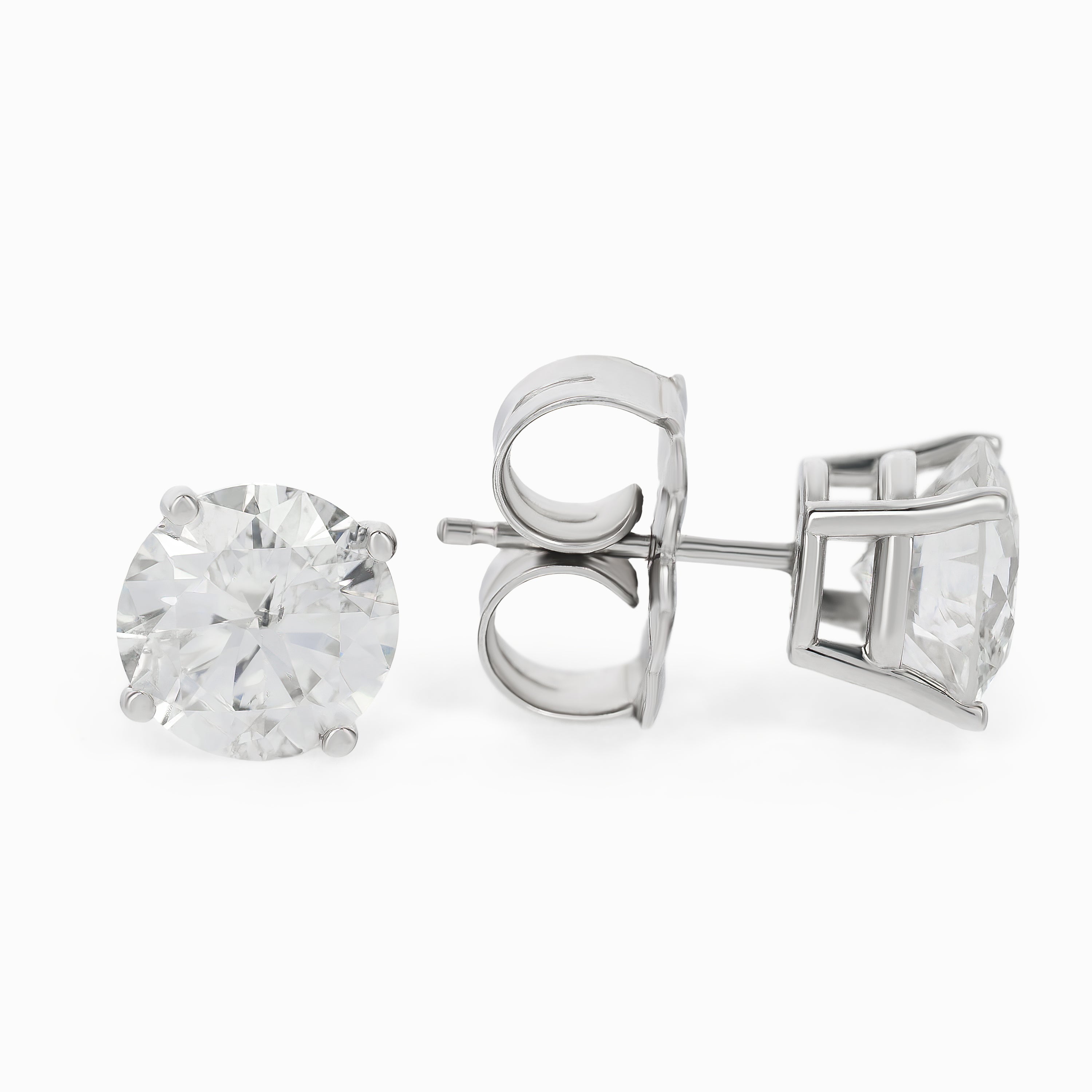 White Gold Stud Earrings with Diamond Only Stones