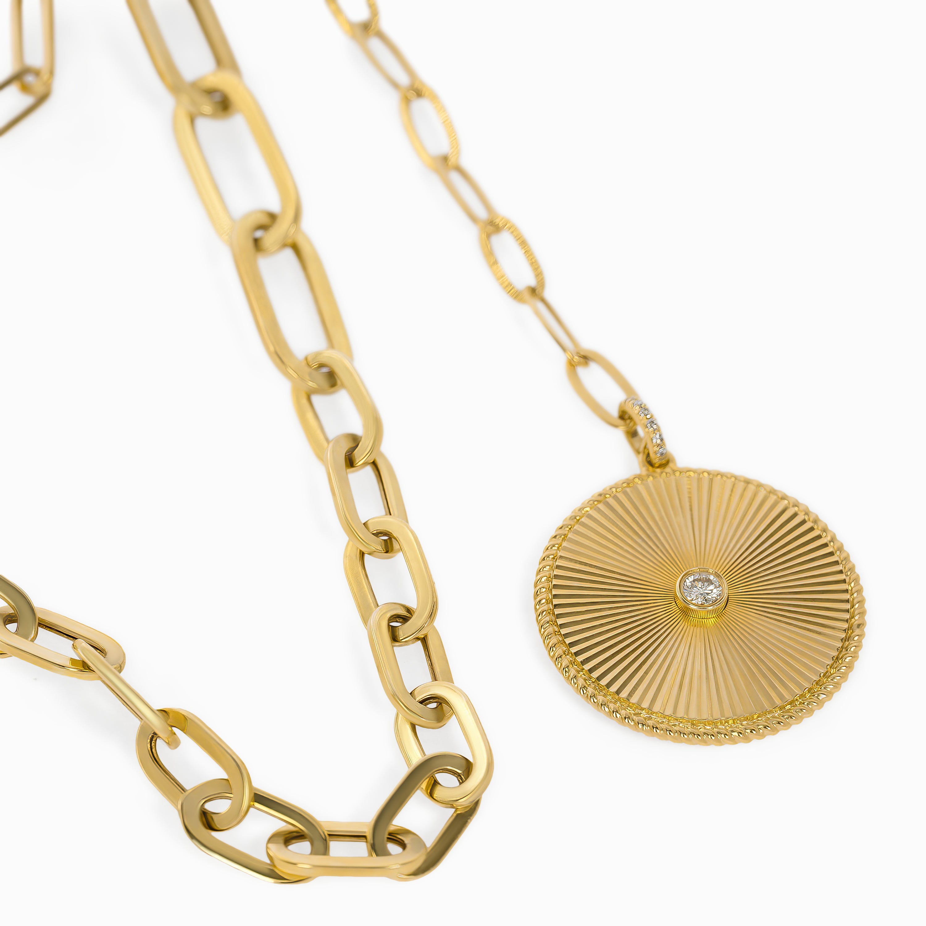 Yellow Gold Y-Shape Necklace with Diamond Only Stones