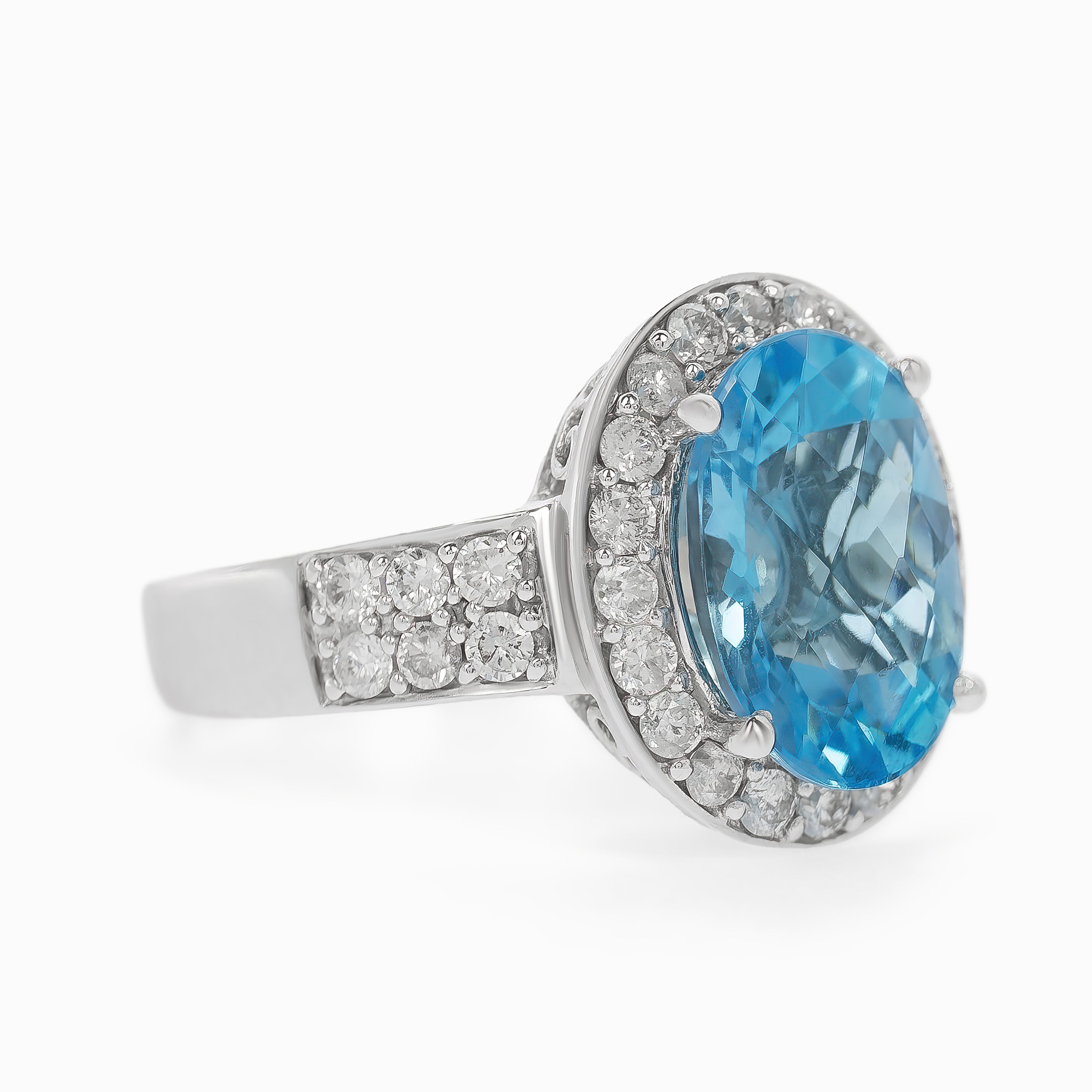 White Gold Ring with Diamond, Topaz Stones