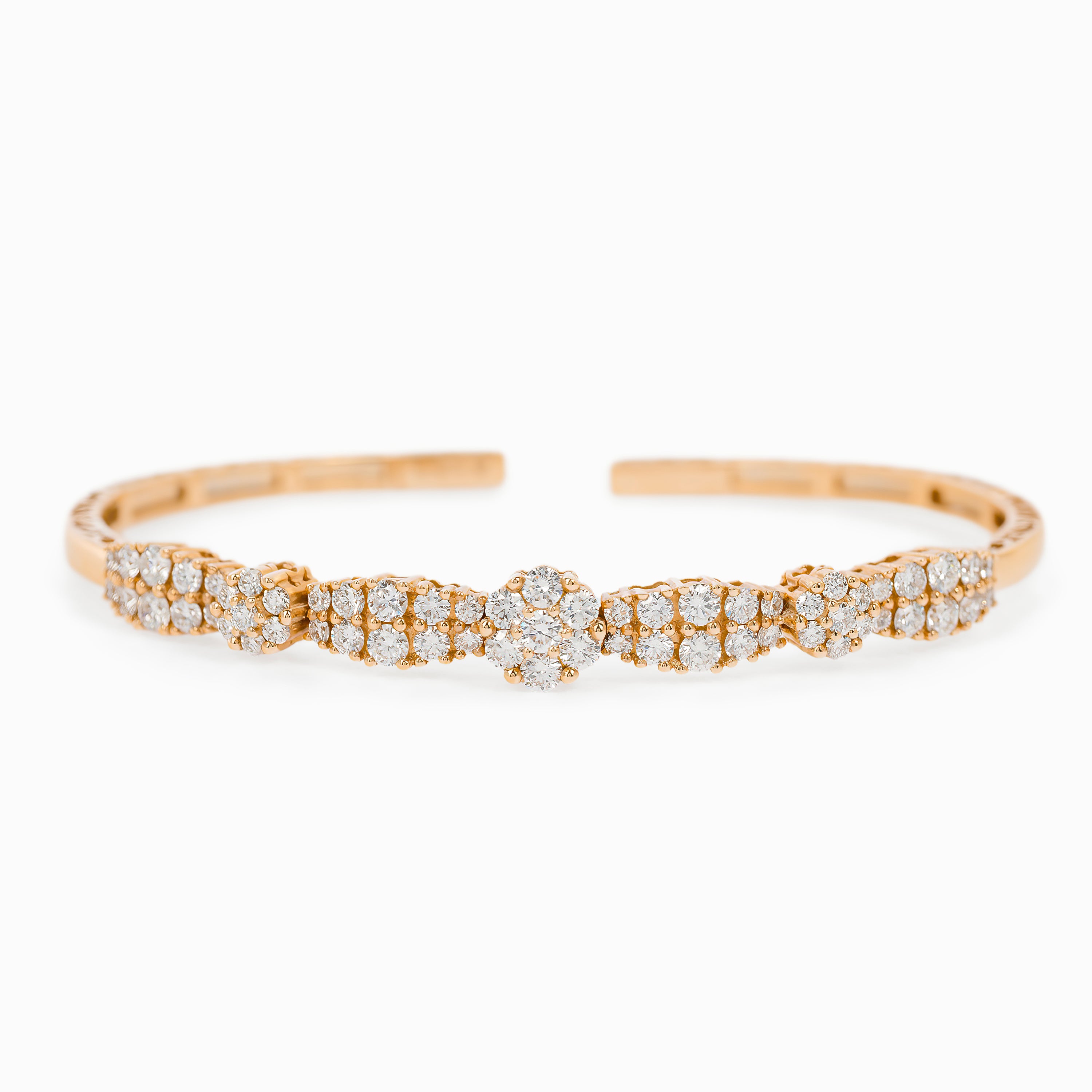 Rose Gold Bangle Bracelet with Diamond Only Stones