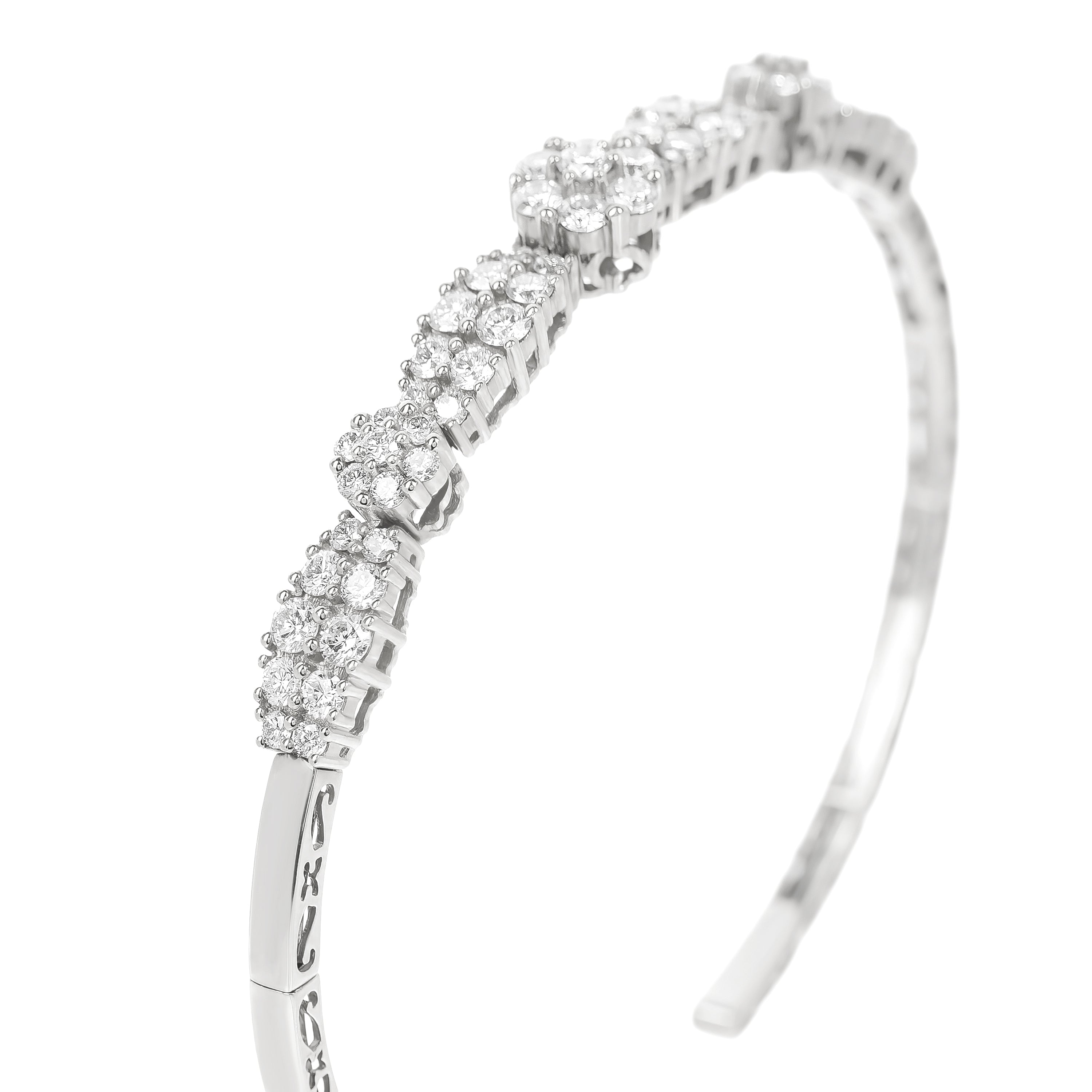 White Gold Bangle Bracelet with Diamond Only Stones