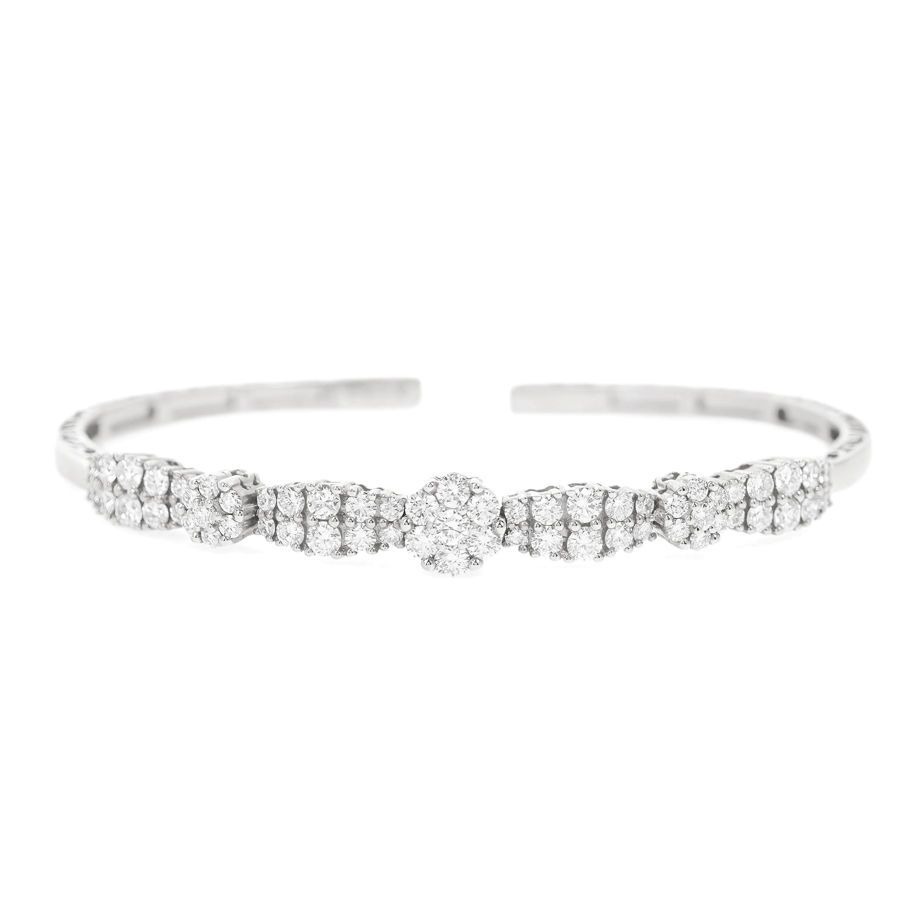 White Gold Bangle Bracelet with Diamond Only Stones